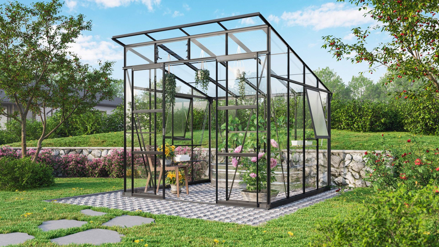 Vitavia Playa 7600 ESG/ - black - Walls of safety glass - L254.4 x 254.4 x 246.4 cm