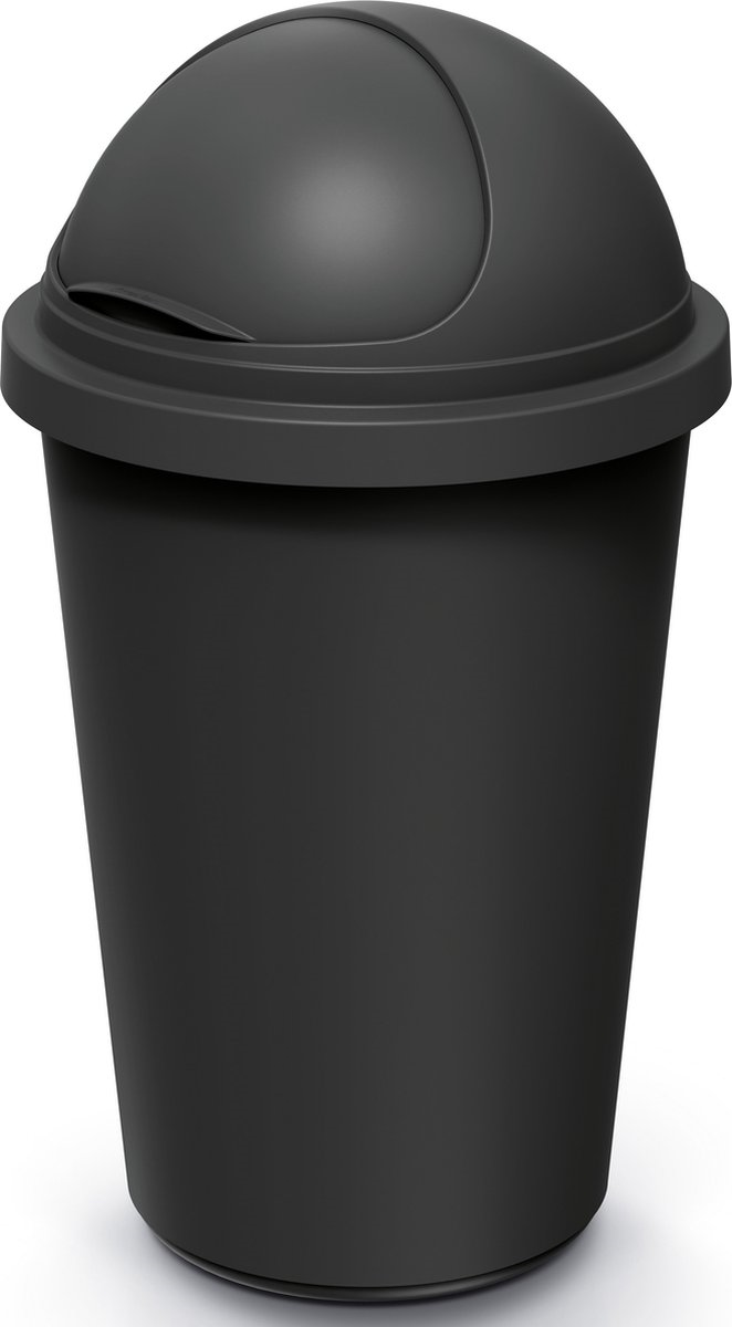 Keden Compacta R Roller Ronde Vuilnisbak - Zwart - 50 Liter - Schuifdeksel