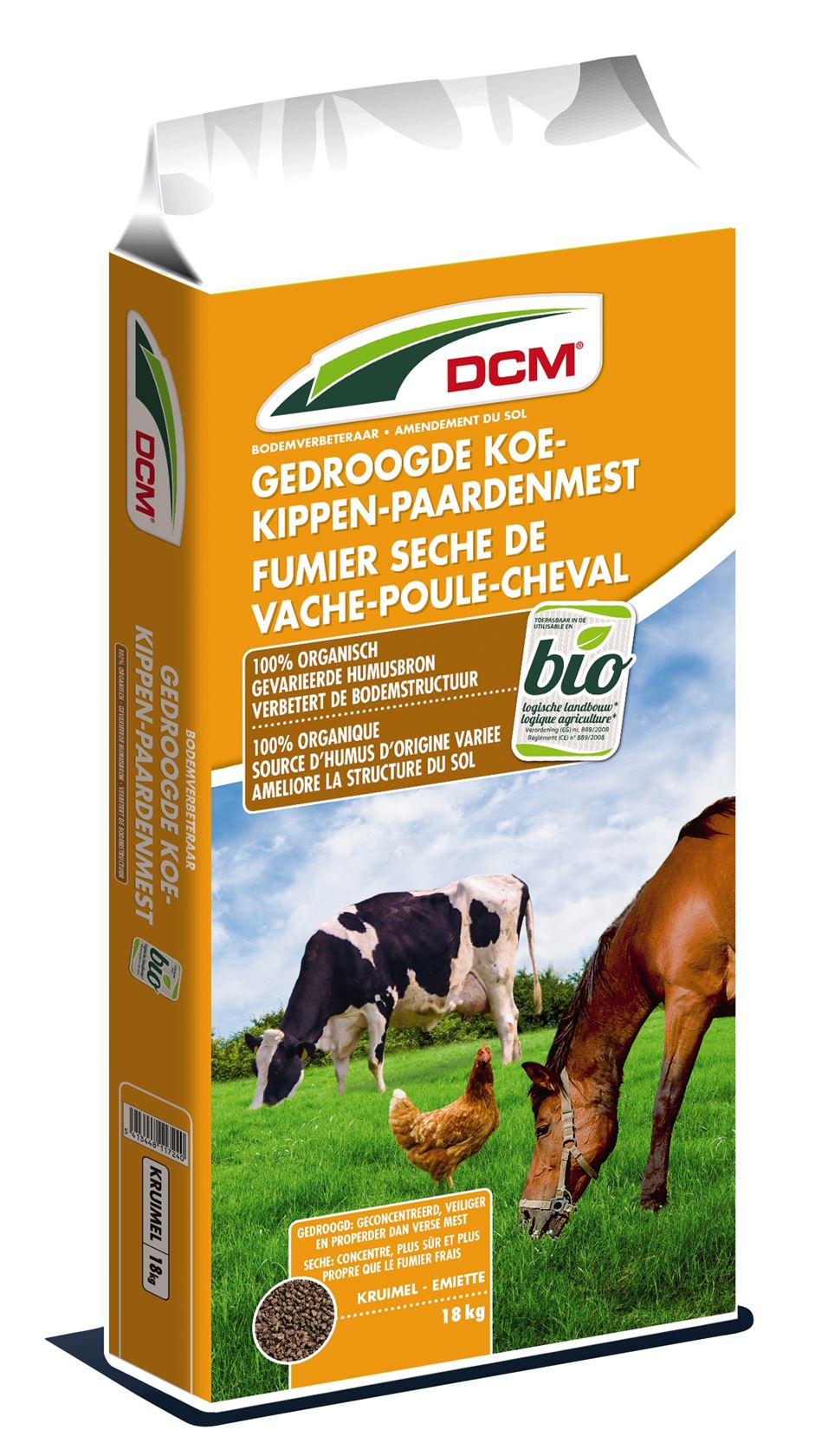 DCM dried cow, chicken & horse manure - 18 kg - organic