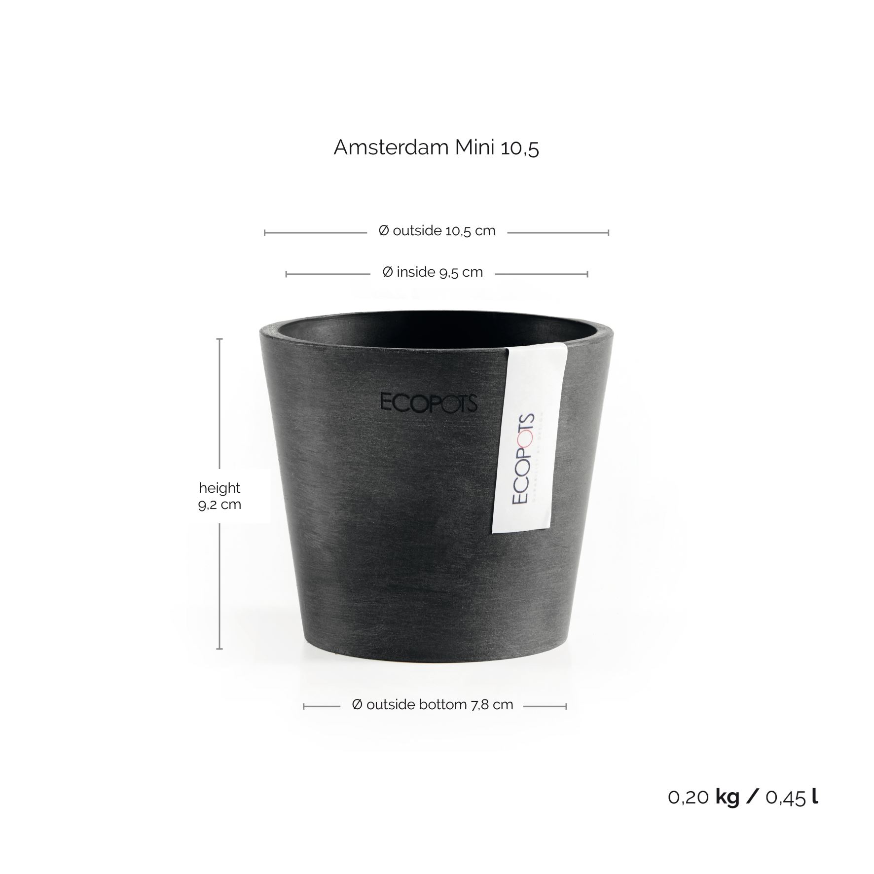 Ecopots-amsterdam-mini-dark-grey-10-5-cm-H9-2-cm