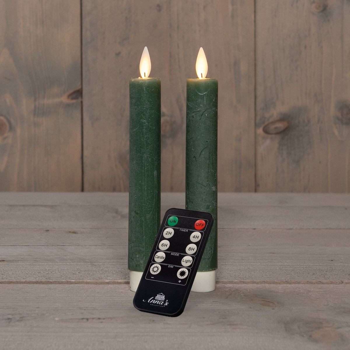 Dinerkaars-H18cm-2stuks-vlameffect-groen