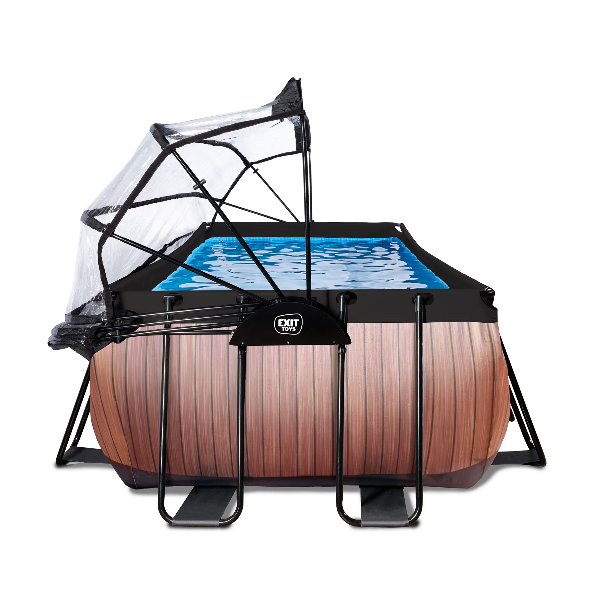 EXIT-Wood-zwembad-540x250x100cm-met-zandfilterpomp-en-overkapping-en-warmtepomp-bruin