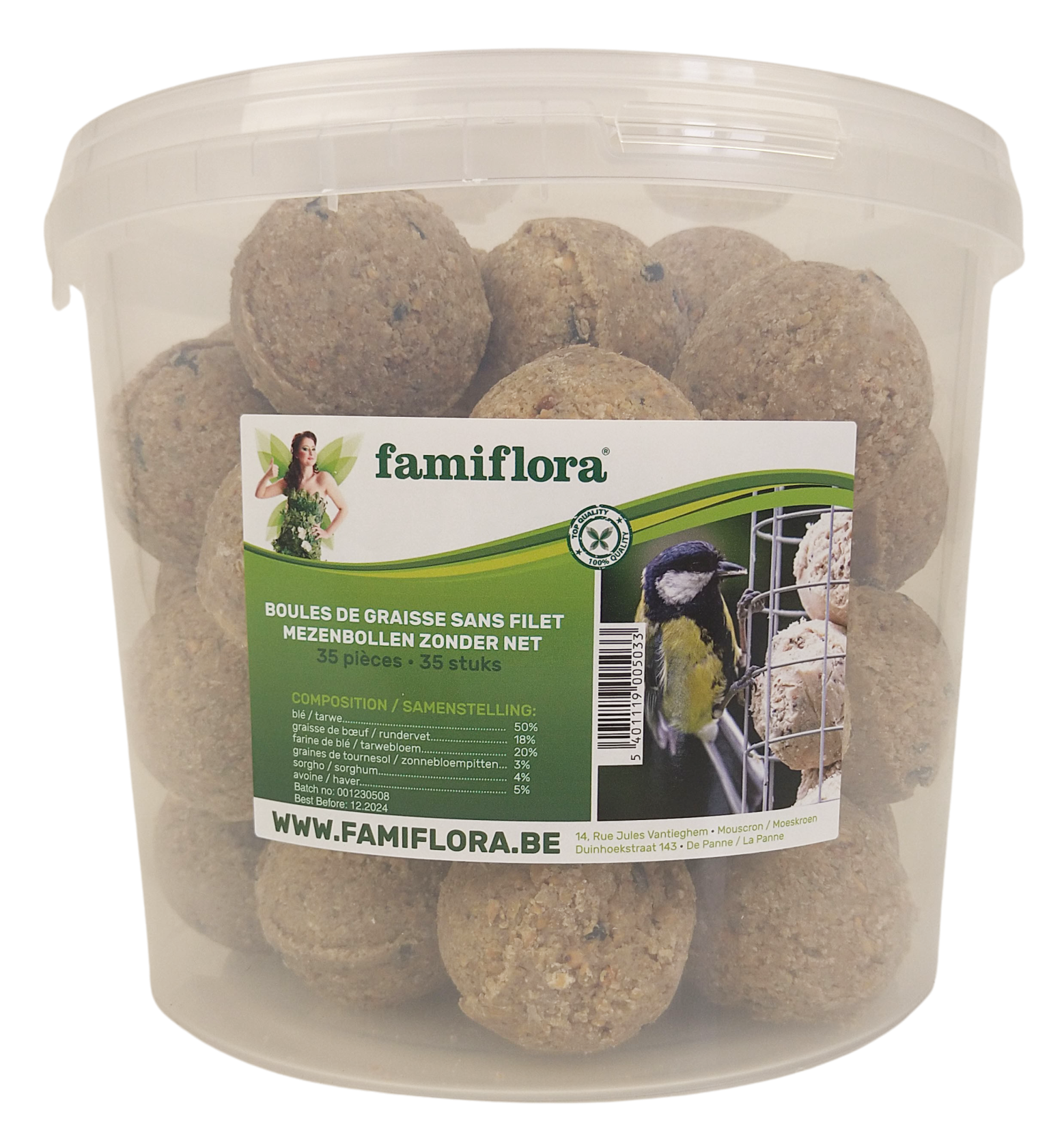 Famiflora Mezenbol / Vetbol voor vogels - Zonder net - 35 stuks