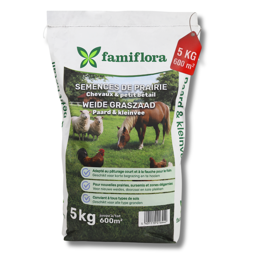 Famiflora graszaad 5kg tot 600m² - Weide Graszaad - Voor paard & kleinvee