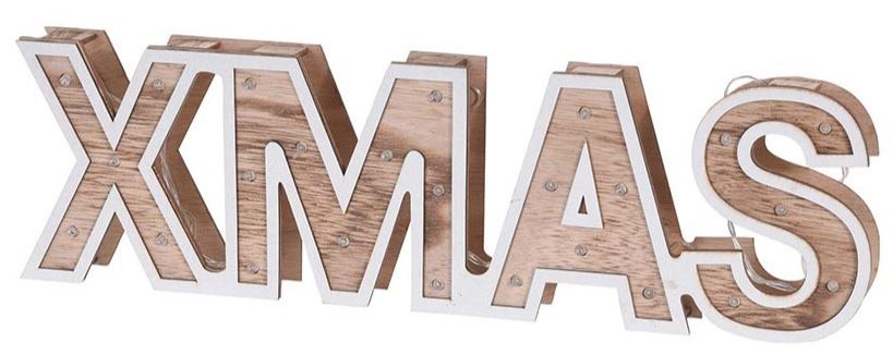 "Xmas" houten decoletters met led-verlichting
