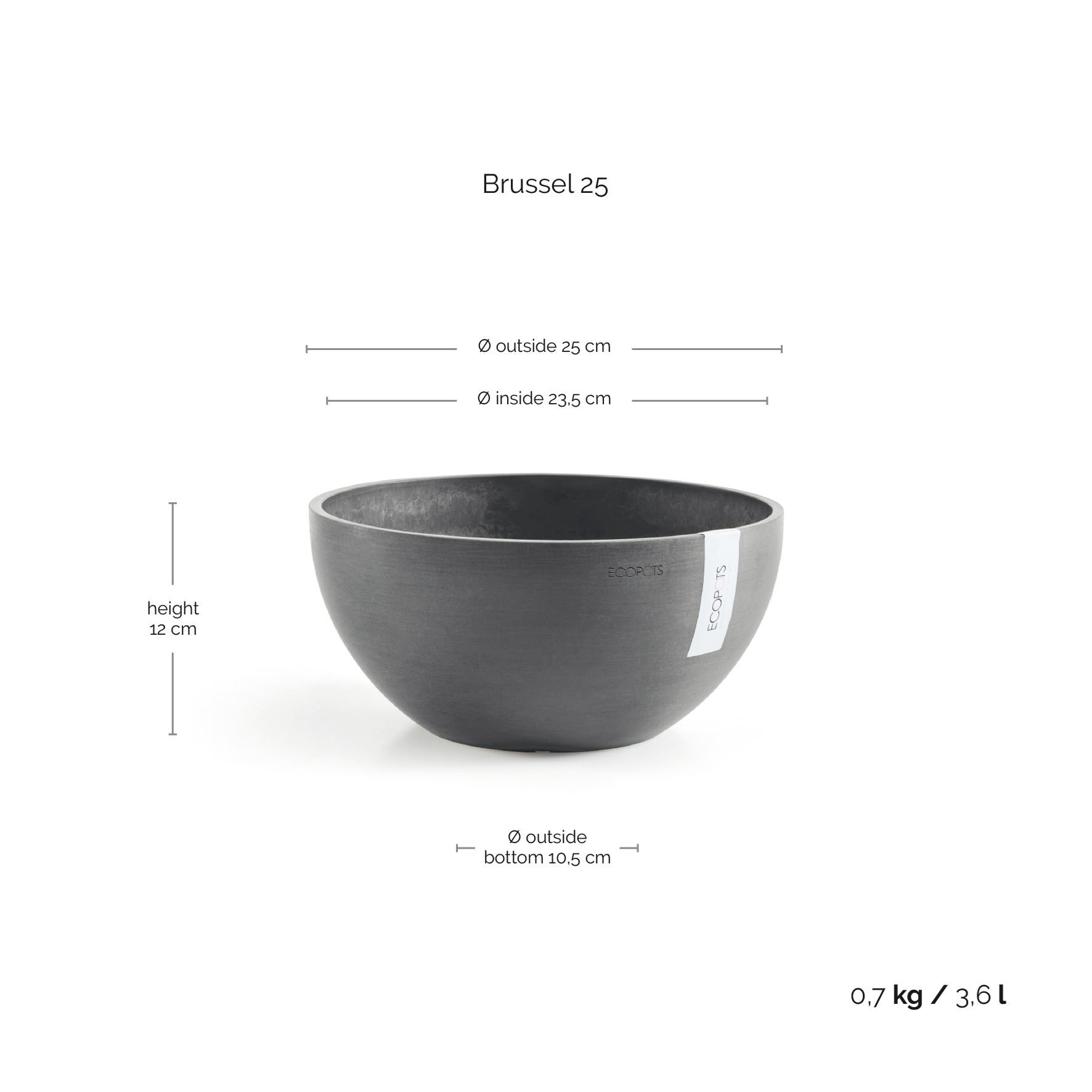Ecopots-brussels-grey-25-cm-H12-cm