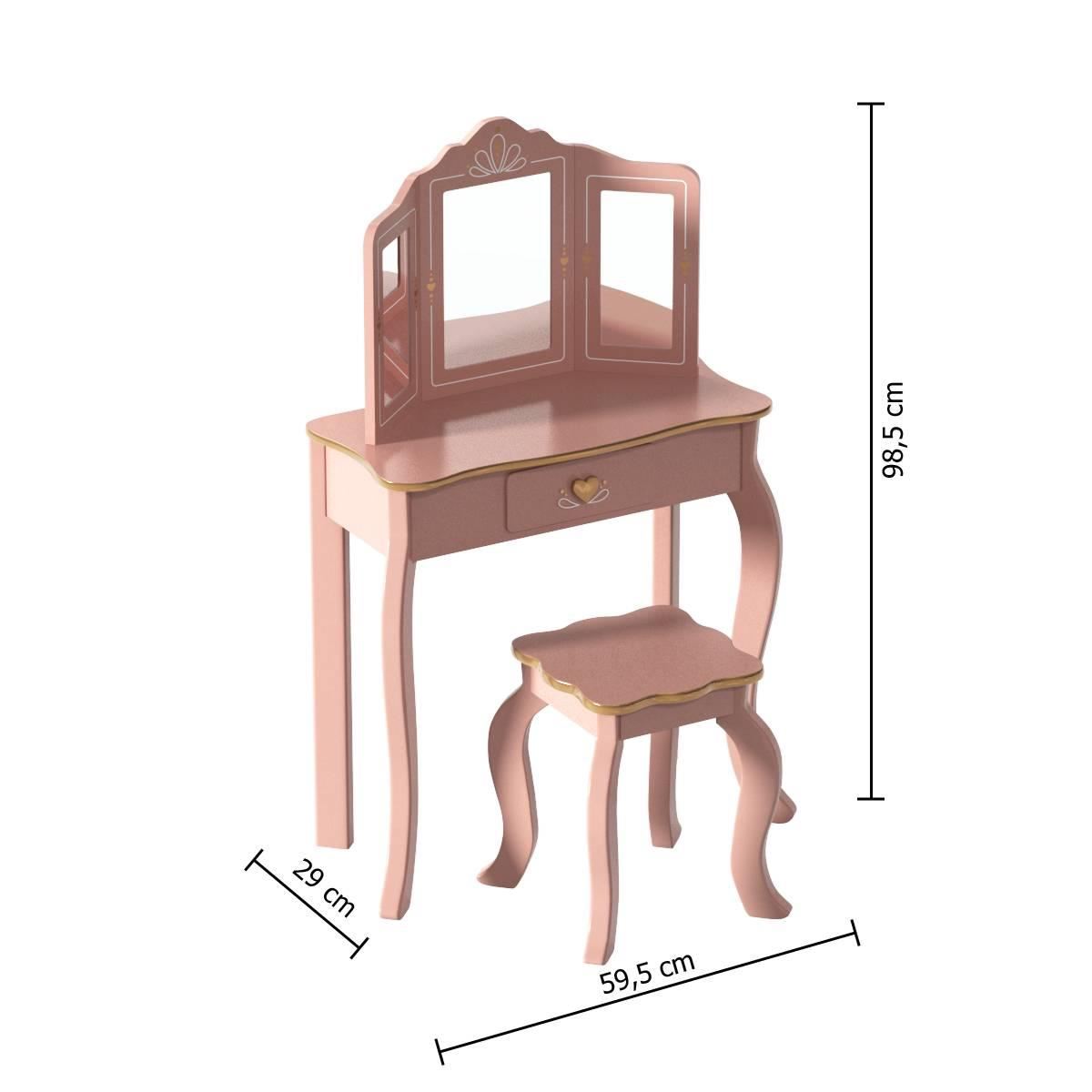 Kinderkaptafel-met-krukje-Sissi-60x29x99cm-roze