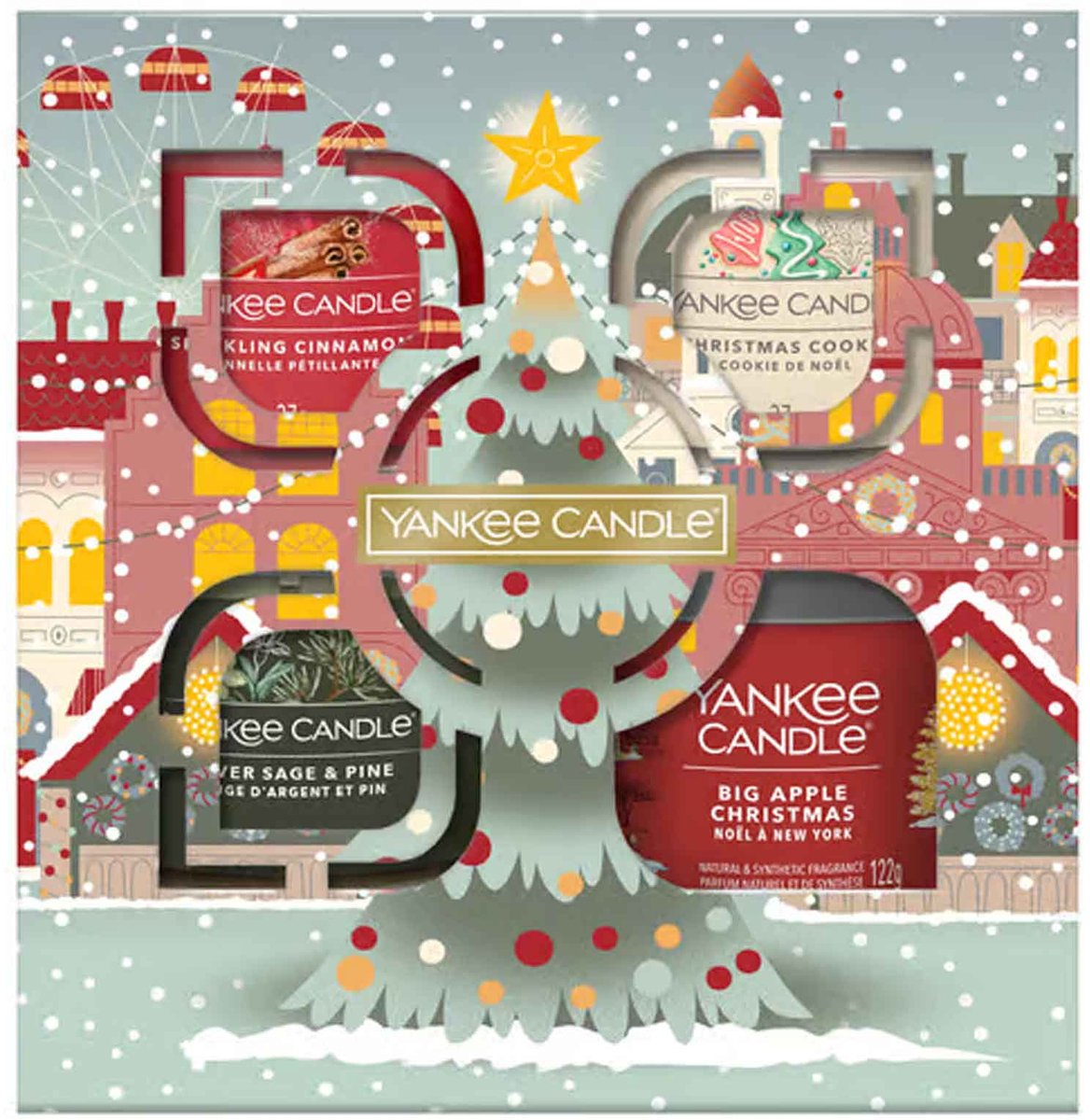 Yankee Candle Passport to the Holidays – Small Tumbler + 3 Filled Votives – cadeauset – 4 heerlijke geuren – feestelijk