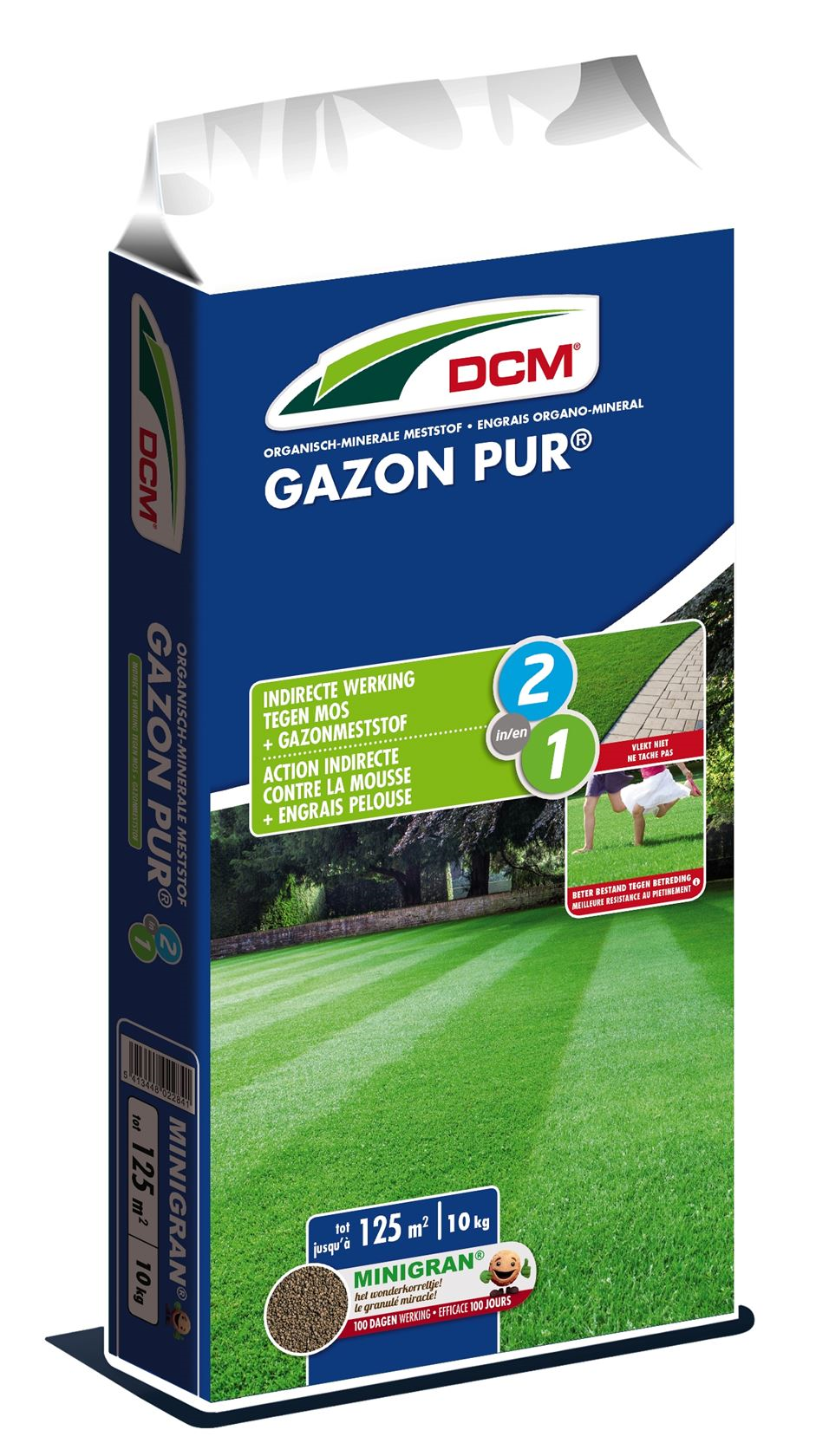 DCM gazonmeststof 10kg voor 100m² - Gazon pur 2-in-1
