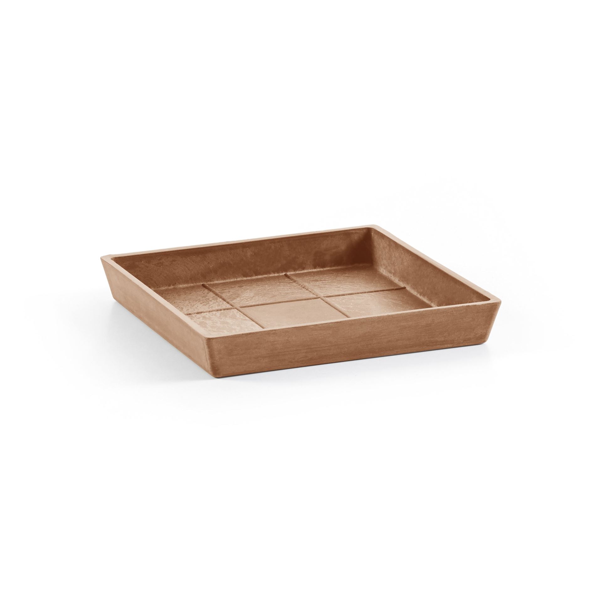 Ecopots Saucer Square - Terra - 18 x H2,5 cm - Vierkante terrakleurige onderschotel met waterreservoir