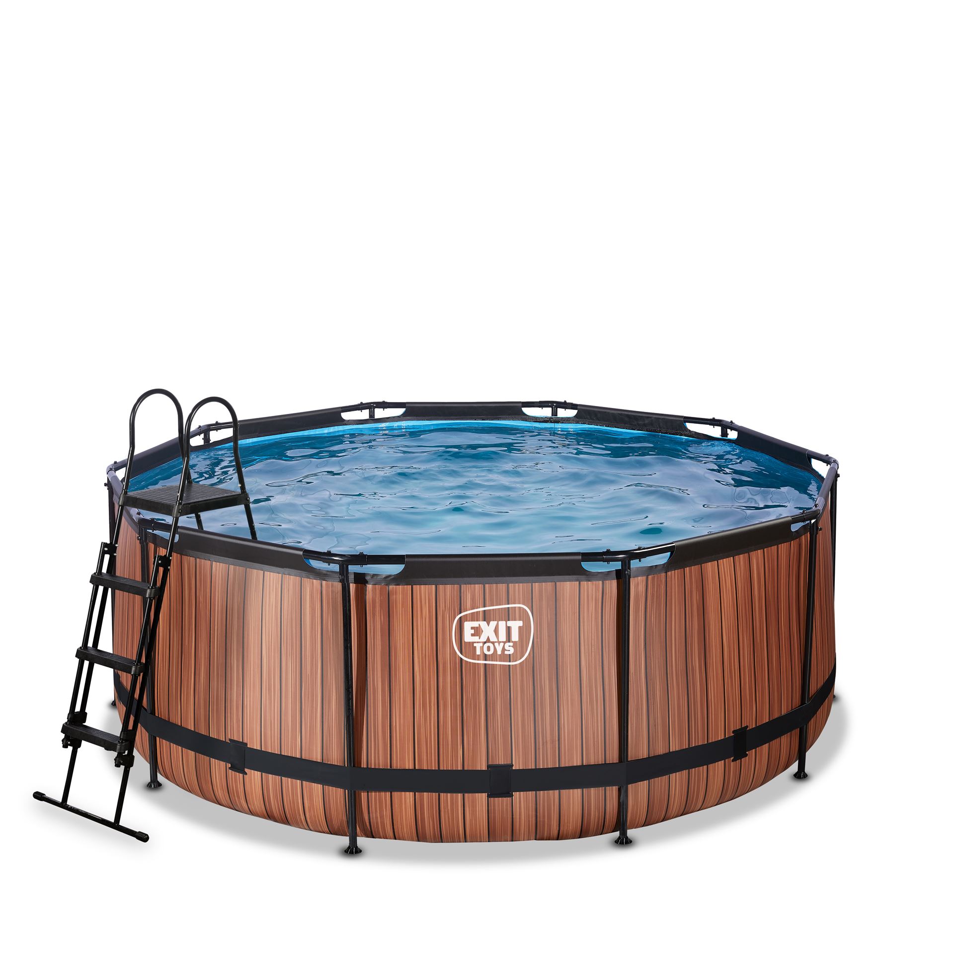 EXIT-Wood-zwembad-360x122cm-met-filterpomp-bruin