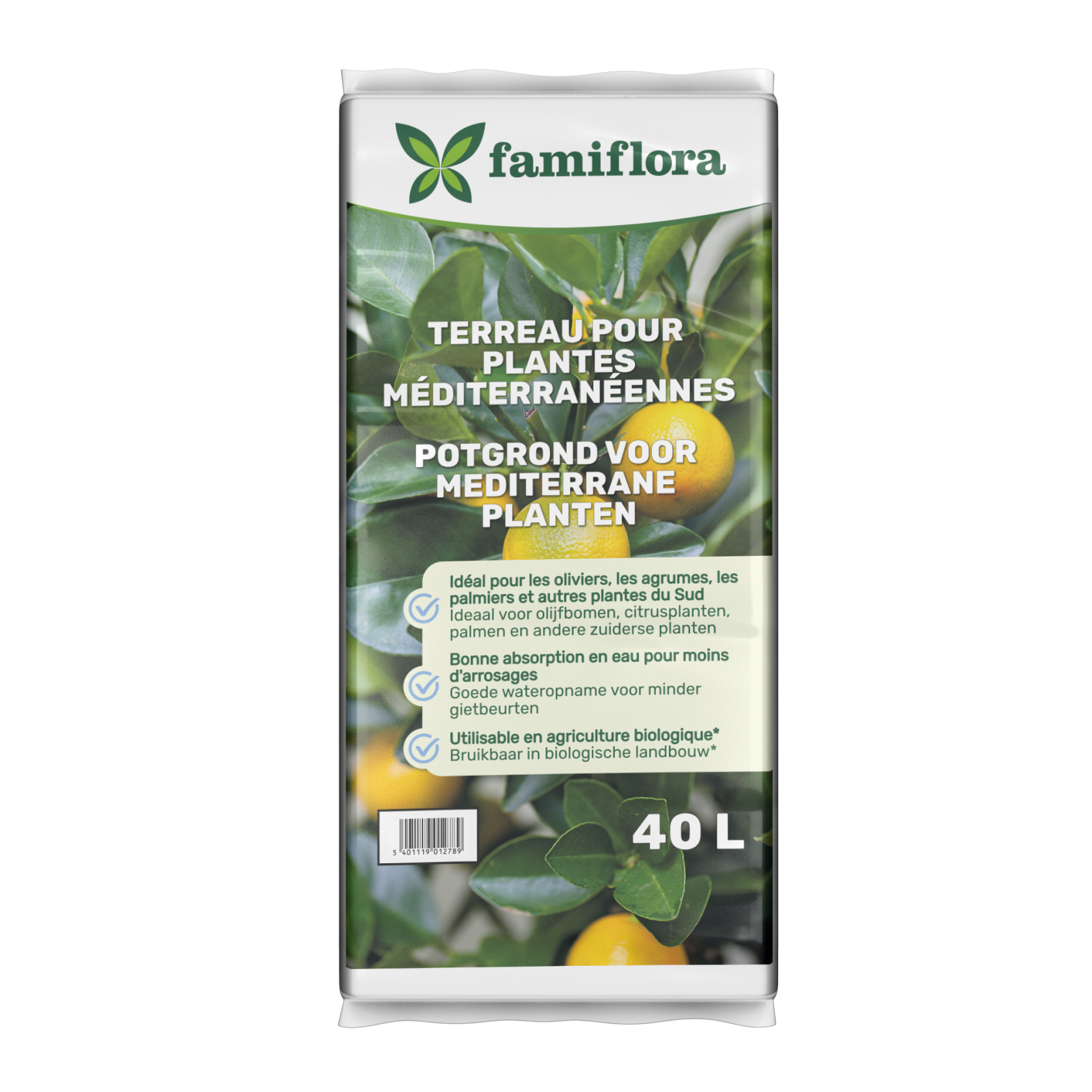Famiflora Potting Soil Mediterranean Plants 40L - Rich in Nutrition - For Olive Trees, Lavender & Citrus - Airy & Nutritious