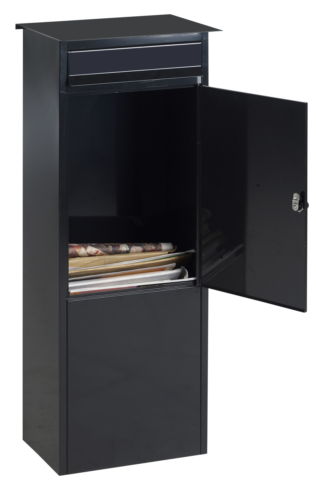 Practo Garden frankfurt matt black matt black - Freestanding mailbox - 29x38x100cm - RAL 9005 MAT