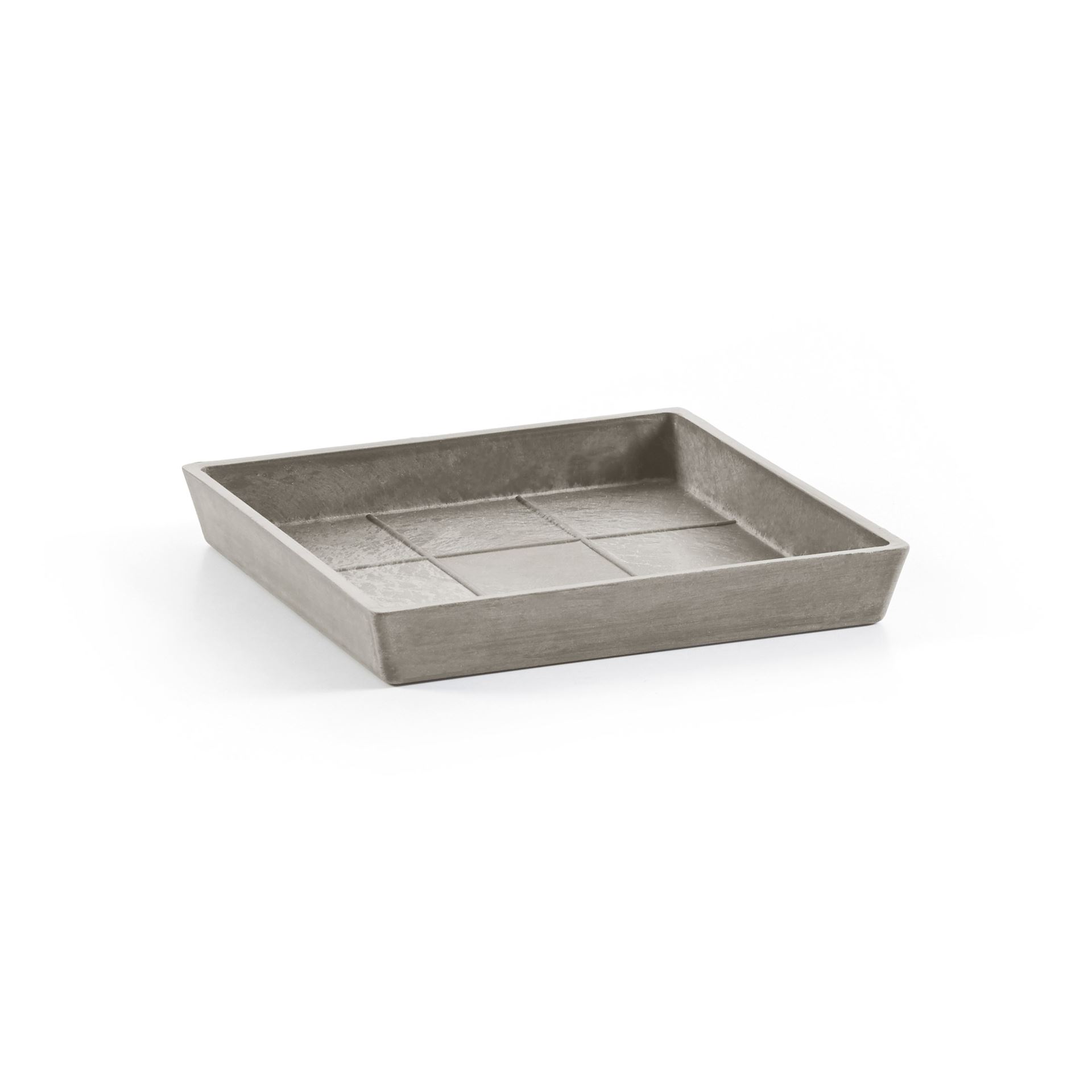 Ecopots Saucer Square - Taupe - 18 x H2.5 cm - Square taupe saucer with water reservoir