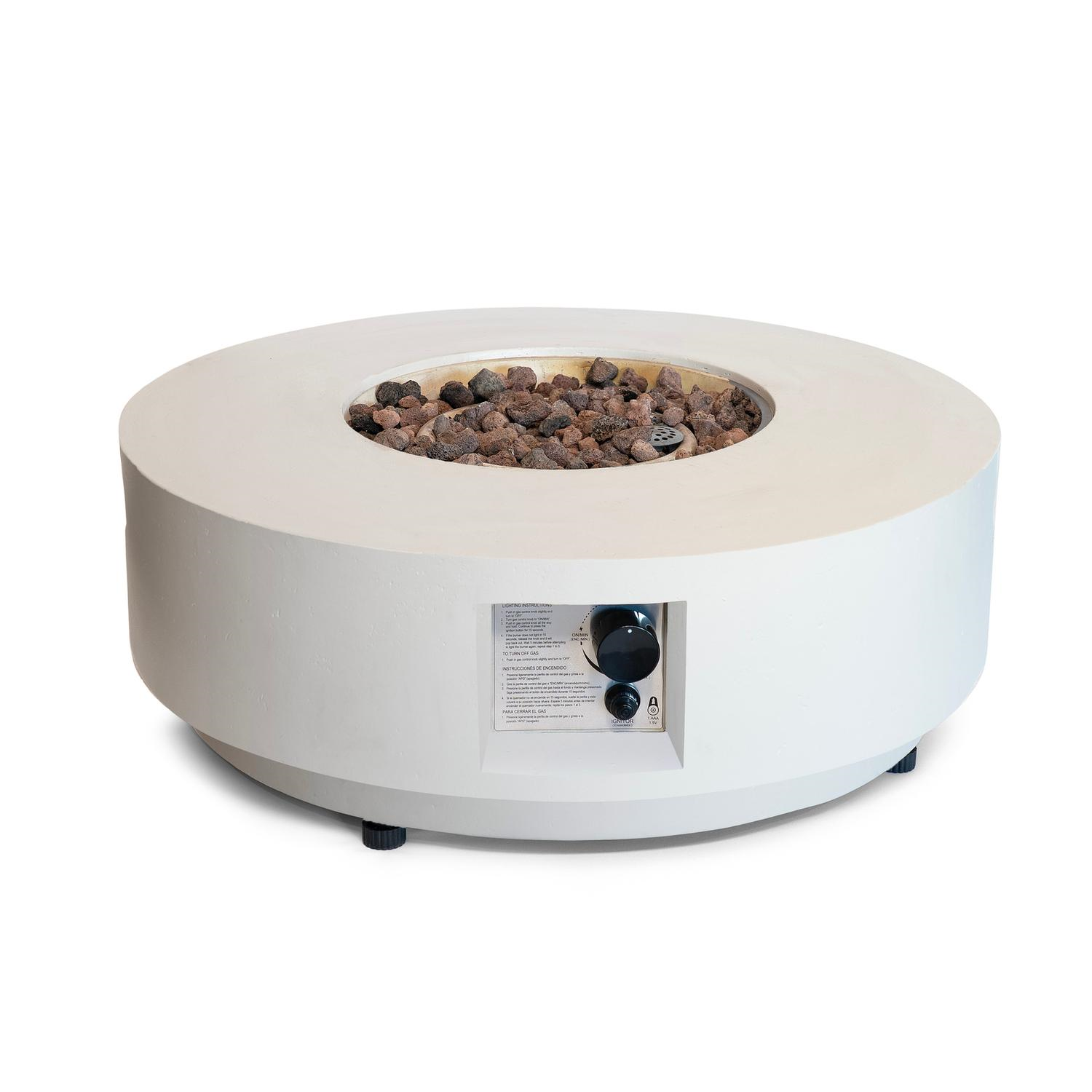 Happy Cocooning  Estate rond 76 oyster beige vuurtafel op gas -  Ø 76x34cm - 13,5kW