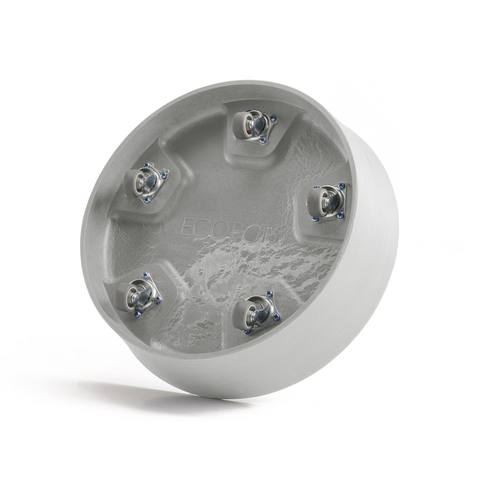 Ecopots-onderschotel-rond-met-wielen-white-grey-30-cm-H8-cm
