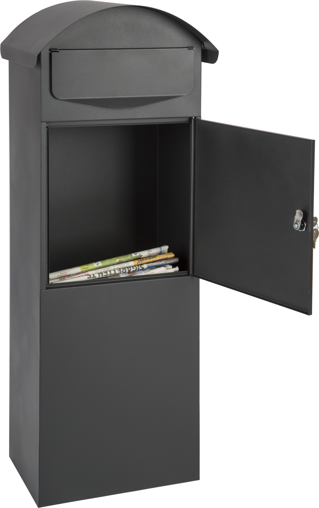 Practo Garden berlin mat noir - Boîte aux lettres sur pied - 29x38,6x100,5cm - RAL 9005 MAT