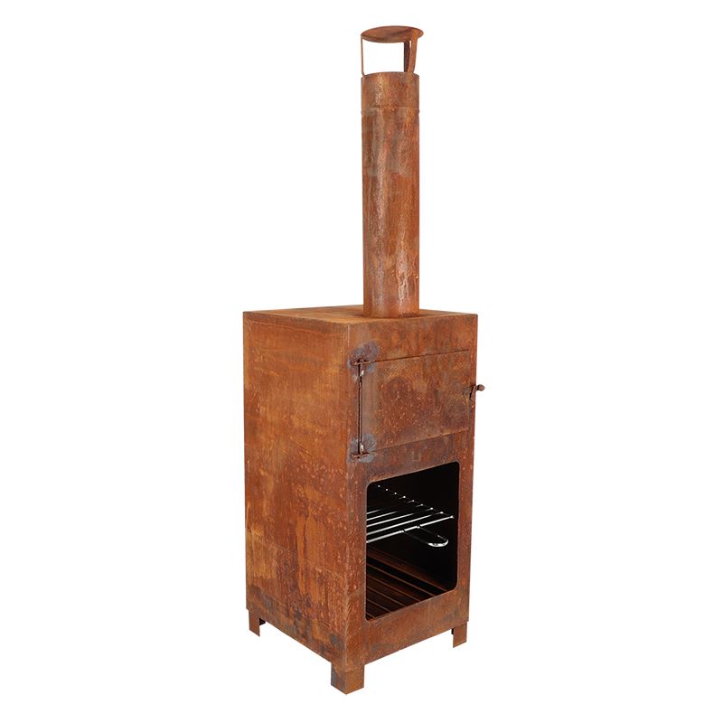 Esschert Design terraskachel + pizzaoven roest - LxBxH: 38,9x39,9x140,5cm Terraskachel-pizzaoven-roest-