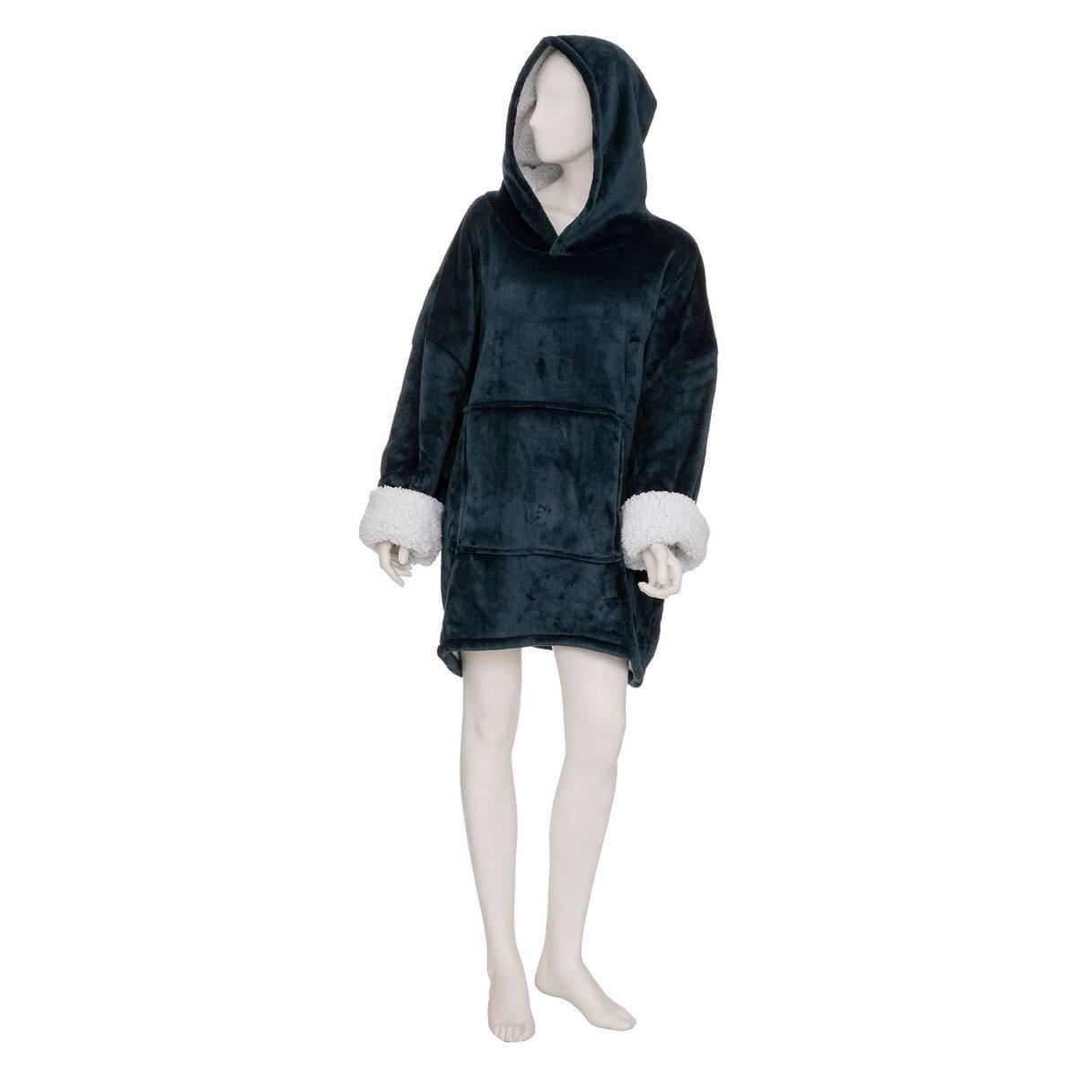 Poncho-plaid-XL-Blauw