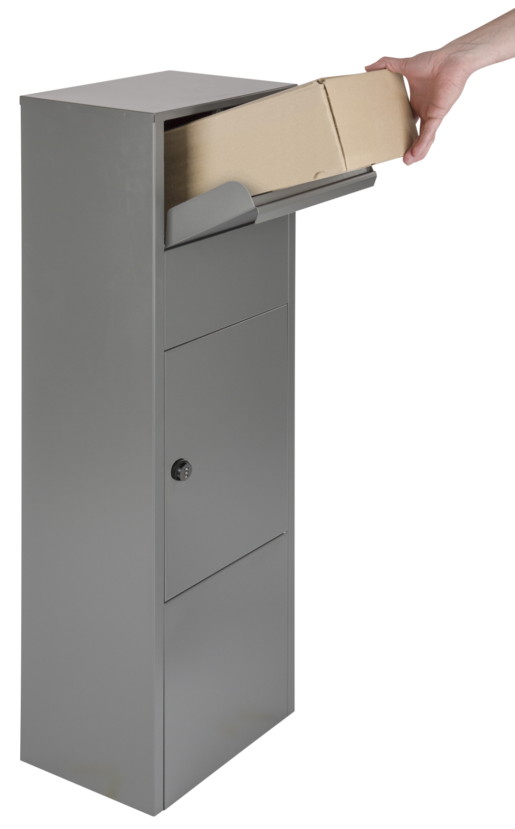 Practo Garden pakketbrievenbus Hannover met cijferslot - Mat grijs - 39 x 27 x 105 cm