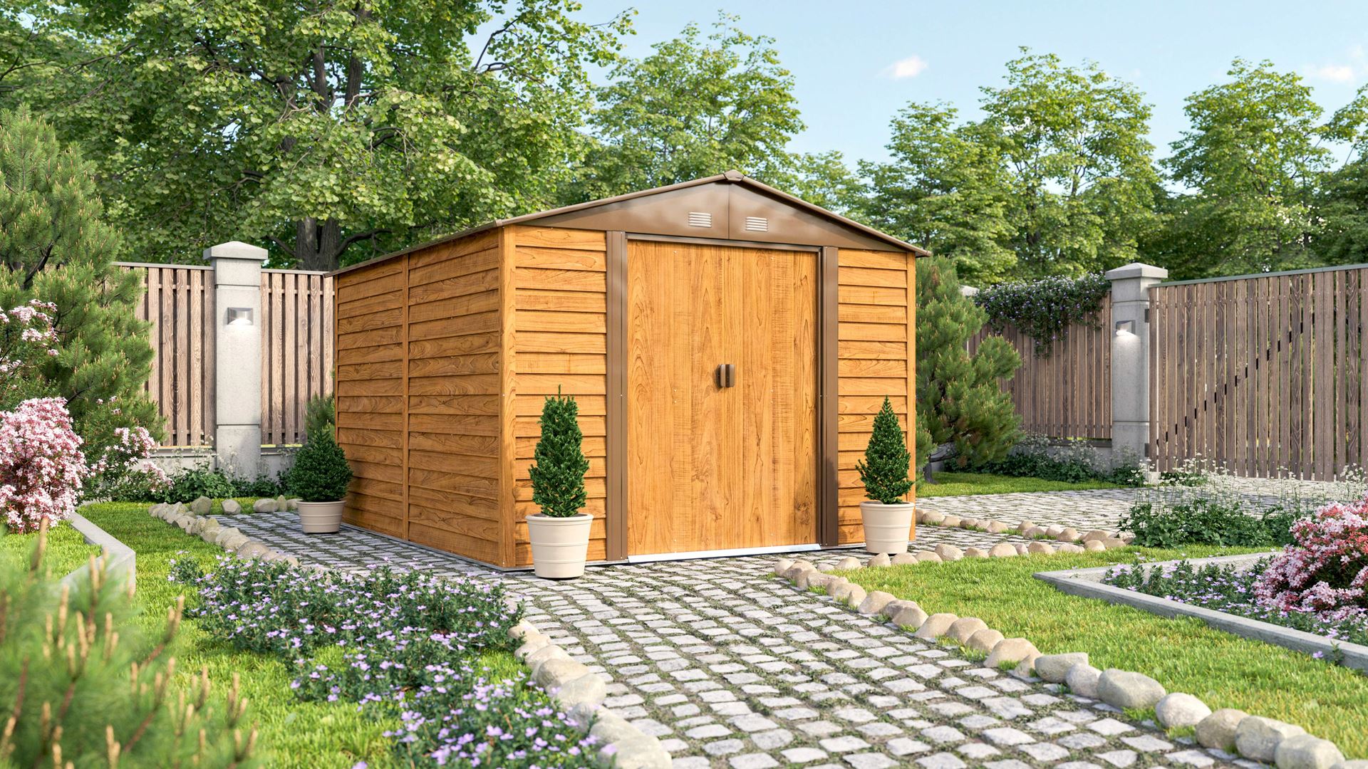 Vitavia Tuinberging Frankfurt II 911 - houtdecor - Tuinberging metaal - L266 x 309 x 215 cm