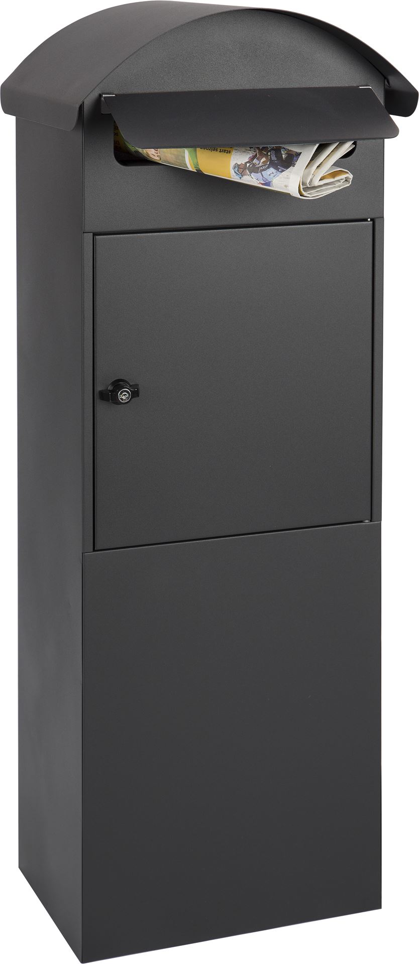 Practo Garden berlin matt black matt black - Freestanding mailbox - 29x38,6x100,5cm - RAL 9005 MAT