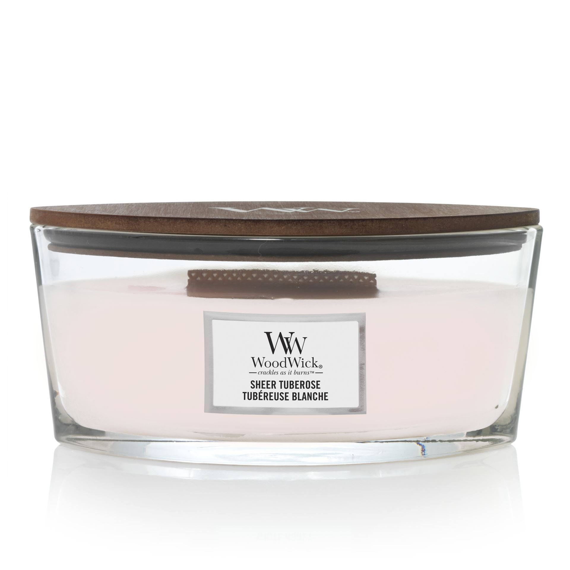 WoodWick - Ellipse HearthWick Flame geurkaars - Sheer Tuberose - Tot 50 branduren