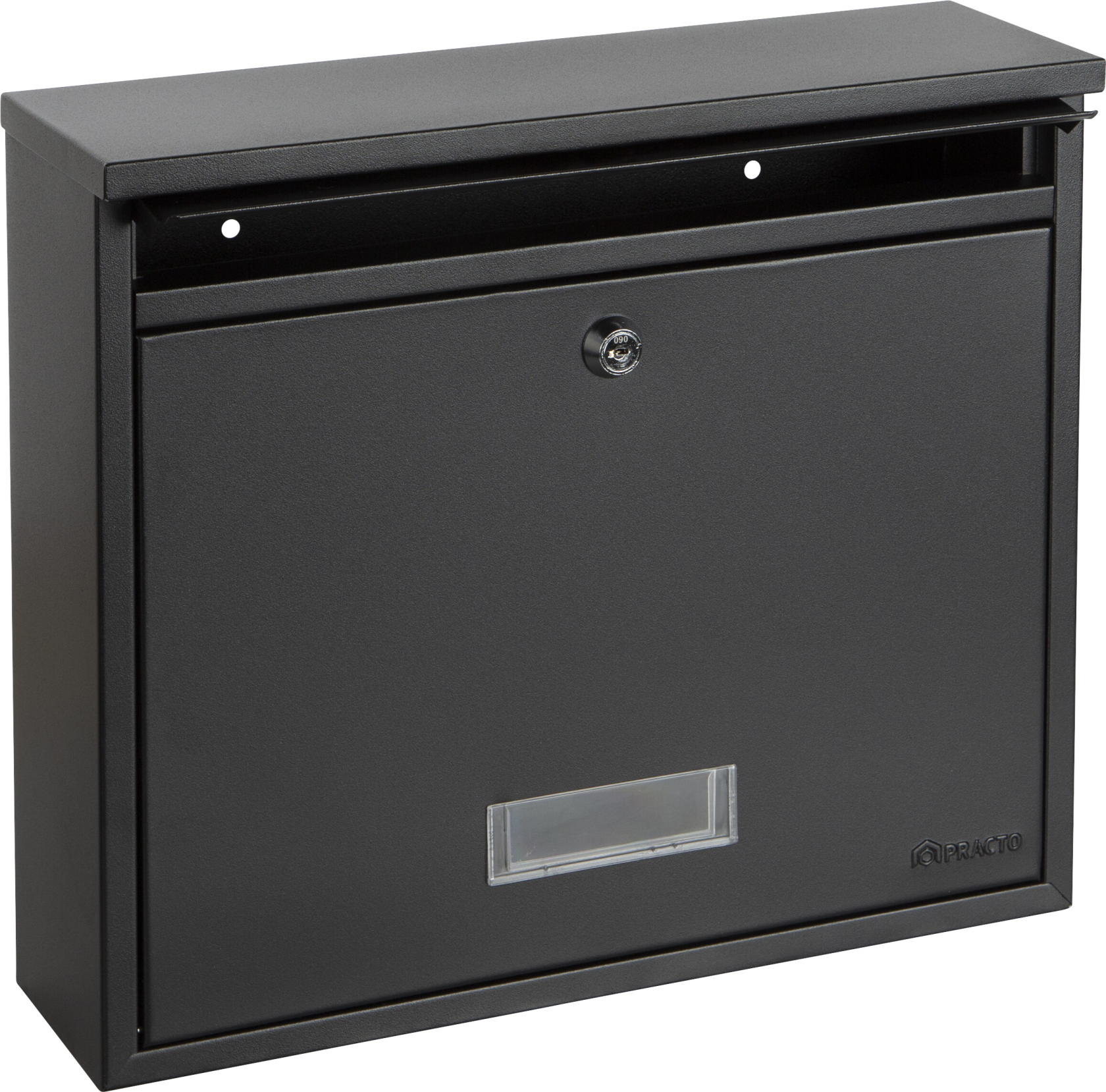 Practo Garden mailbox Oxford - black - in painted steel - 10x36x31cm - RAL 7020 MAT