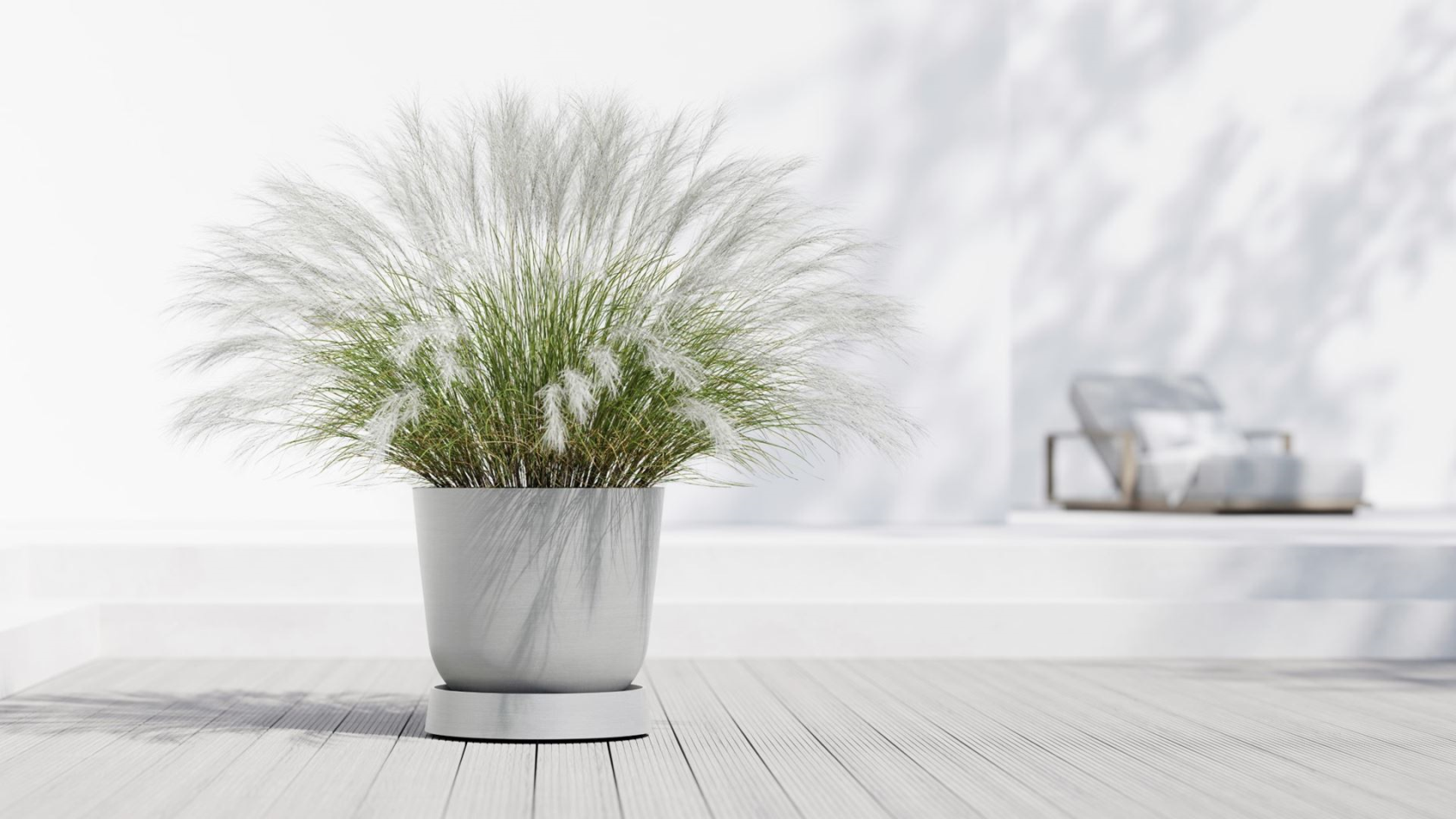 Ecopots soucoupe à roulettes Oslo - Rond - Blanc Gris - Diamètre 50 x H10,5 cm