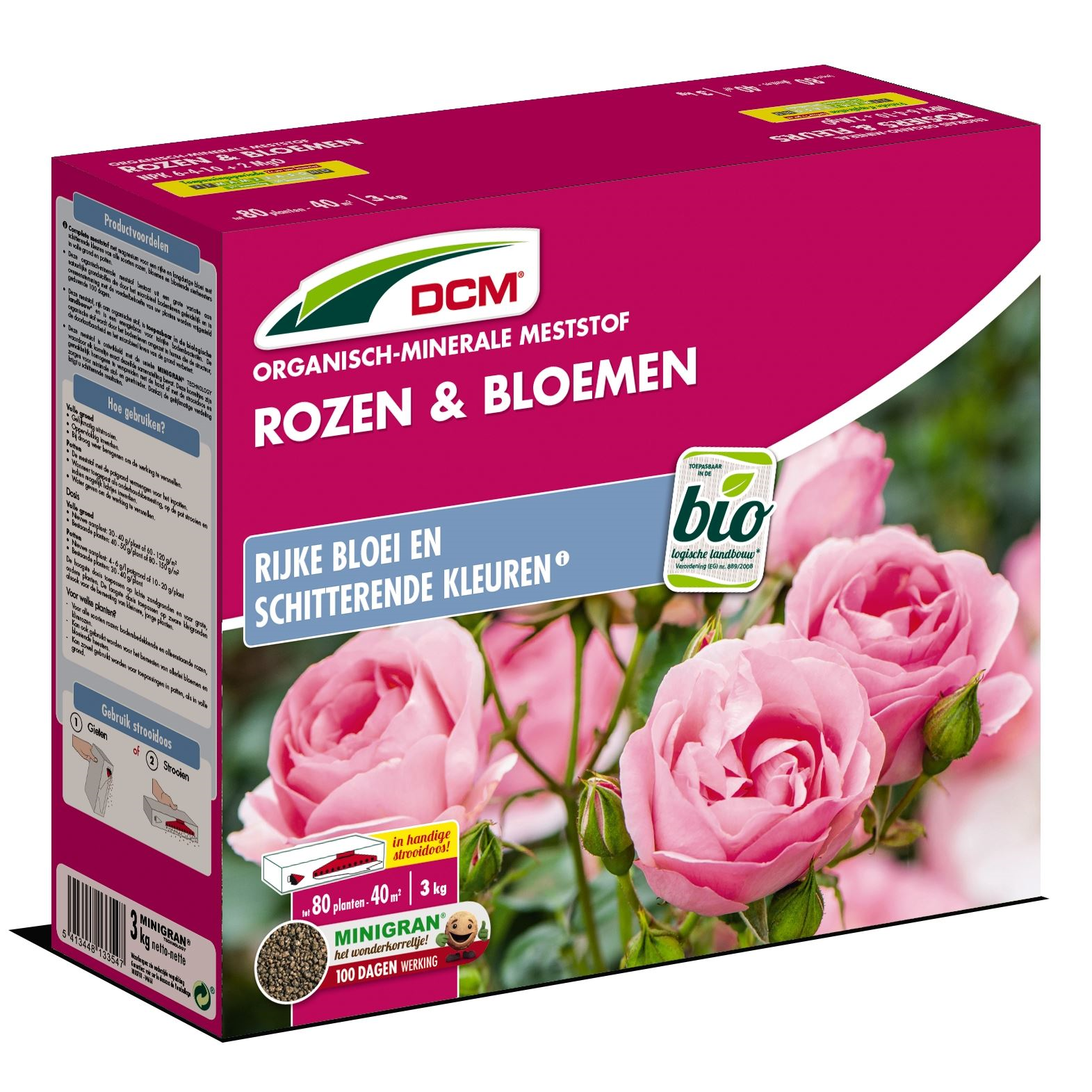 Engrais DCM pour roses et fleurs - 3 kg - pour 40 m² - Bio