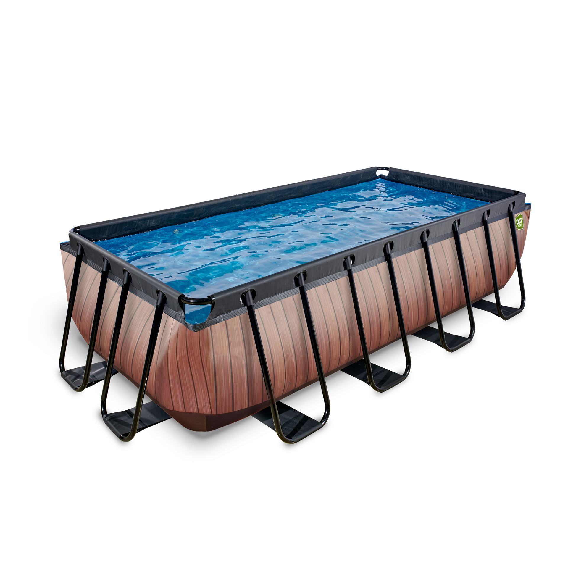 EXIT-Wood-zwembad-400x200x100cm-met-filterpomp-bruin