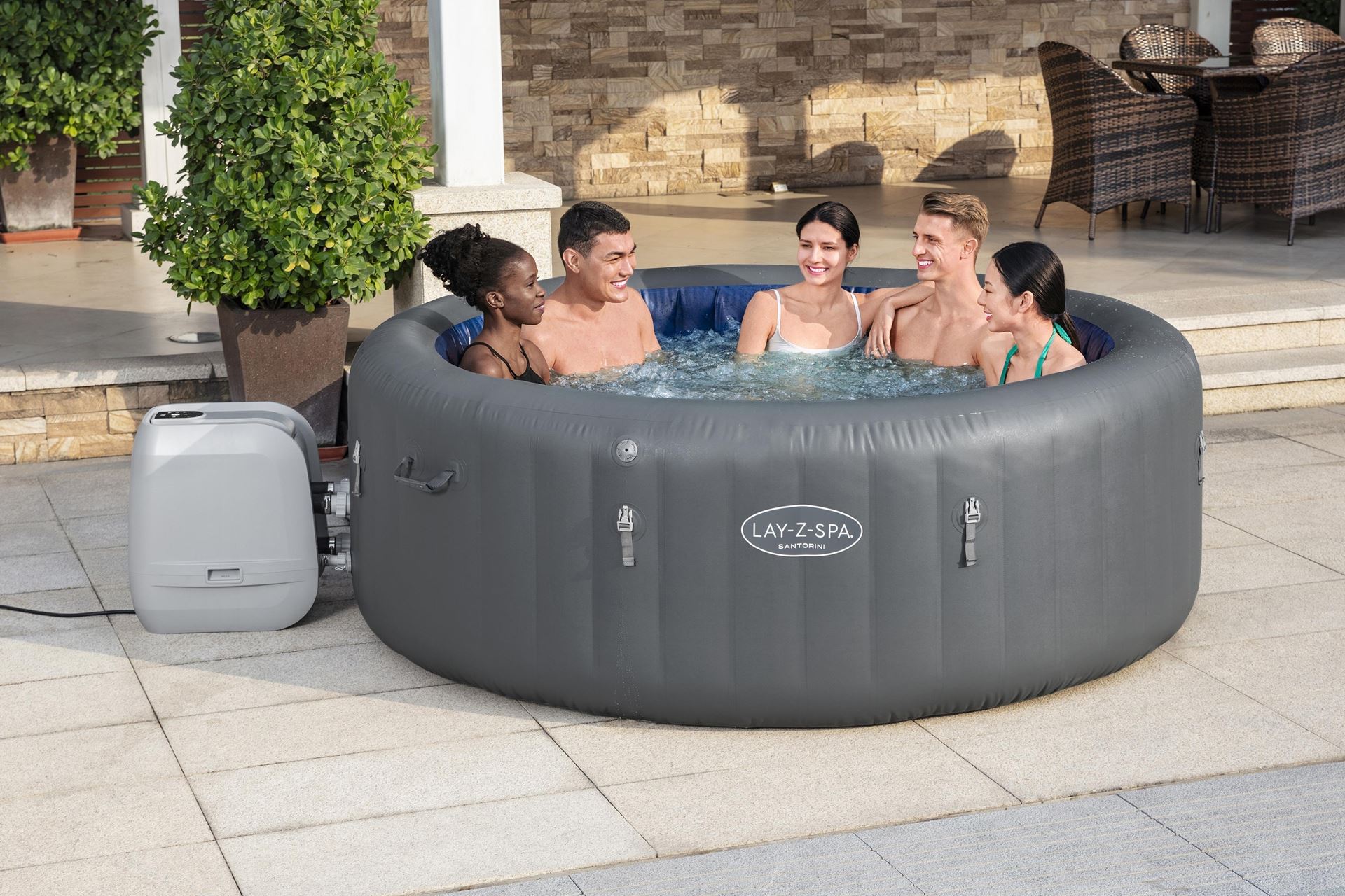 Bestway Lay-Z-Spa Santorini Energy-Efficient Smart HydroJet Pro - 5-7 personen - energiezuinig!