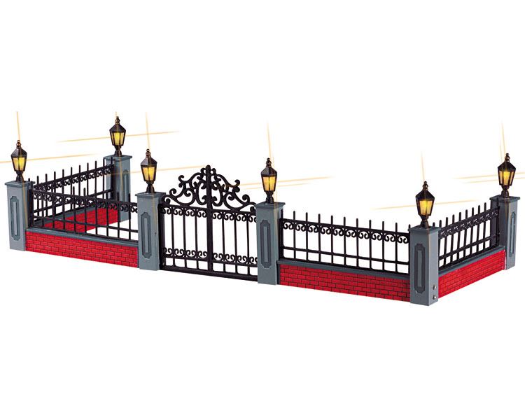 Lemax-Lighted-Wrought-Iron-Fence-Set-5-B-O-4-5V-