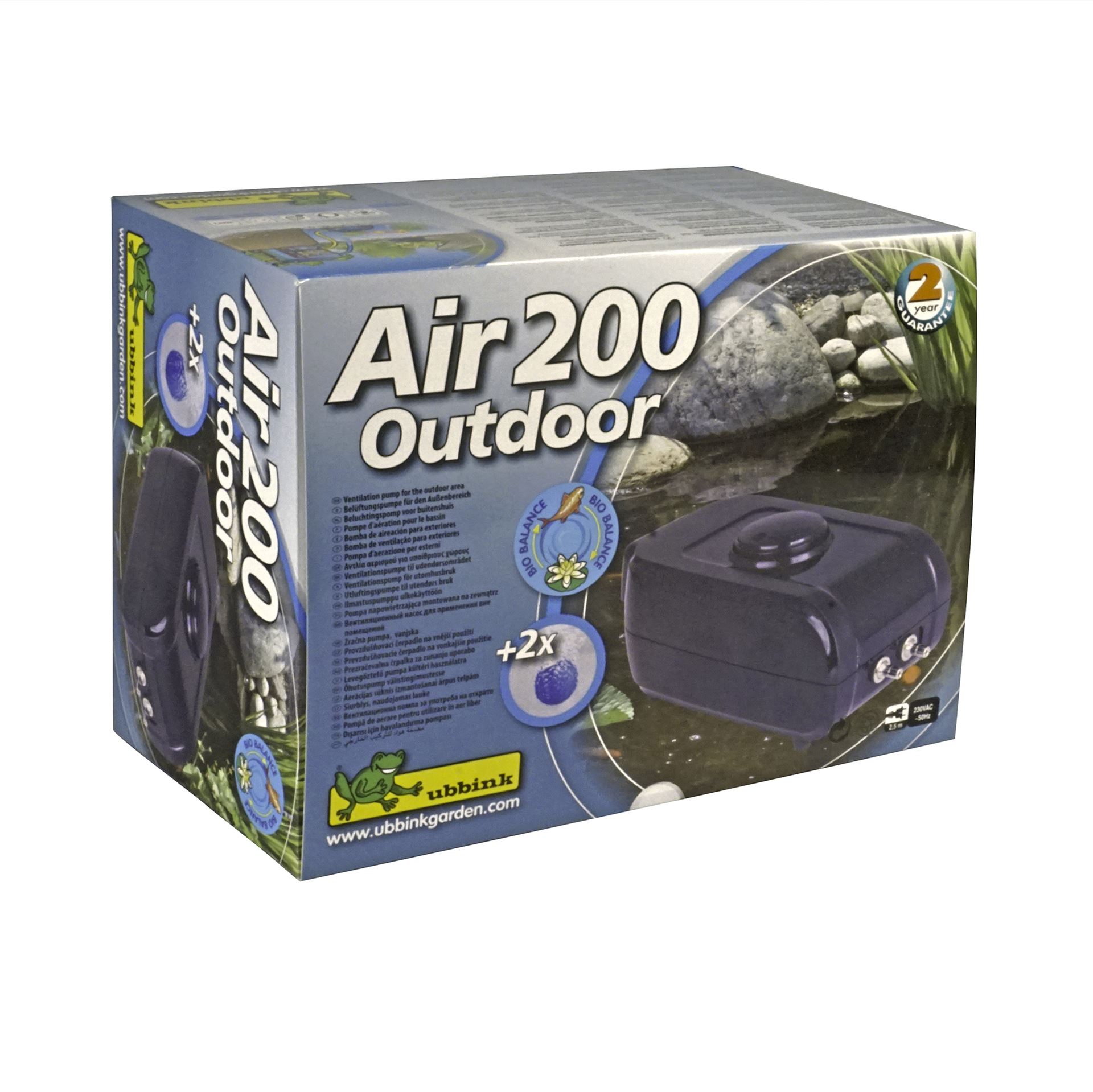 Air-200-Outdoor-beluchtingspomp-doorstroomregelaar-Hi-Lo-2x-luchtslangen-5m-2x-bruisstenen-incl-2-re