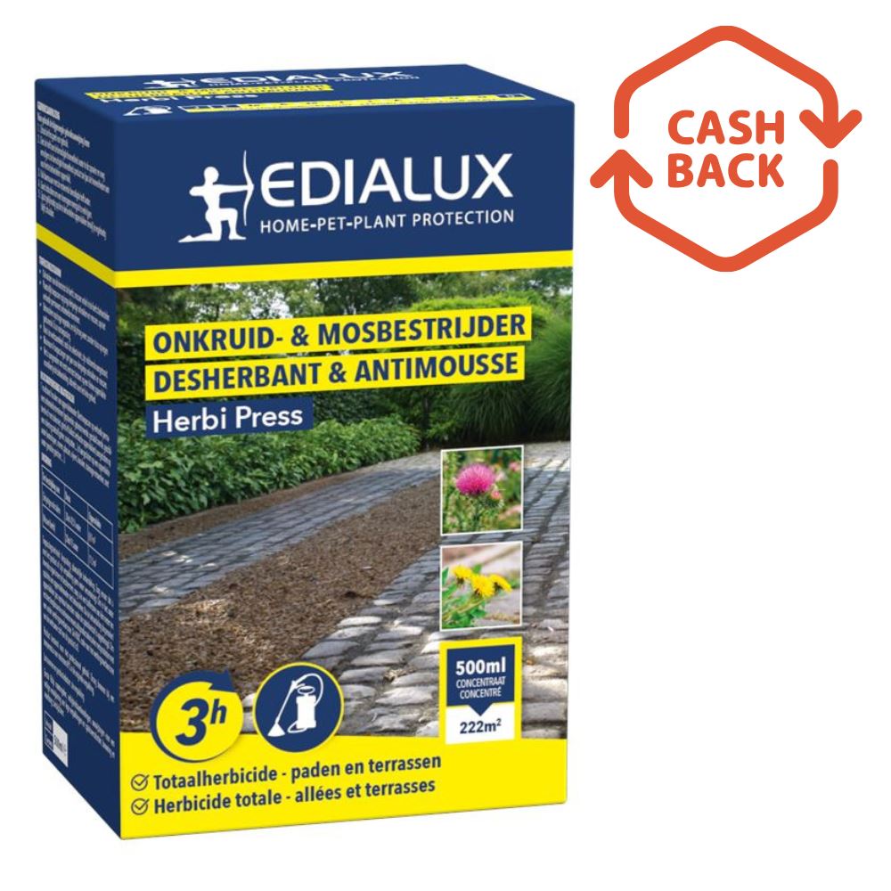 Edialux Herbi press herbicide total - contre les mousses et les mauvaises herbes - 500ml