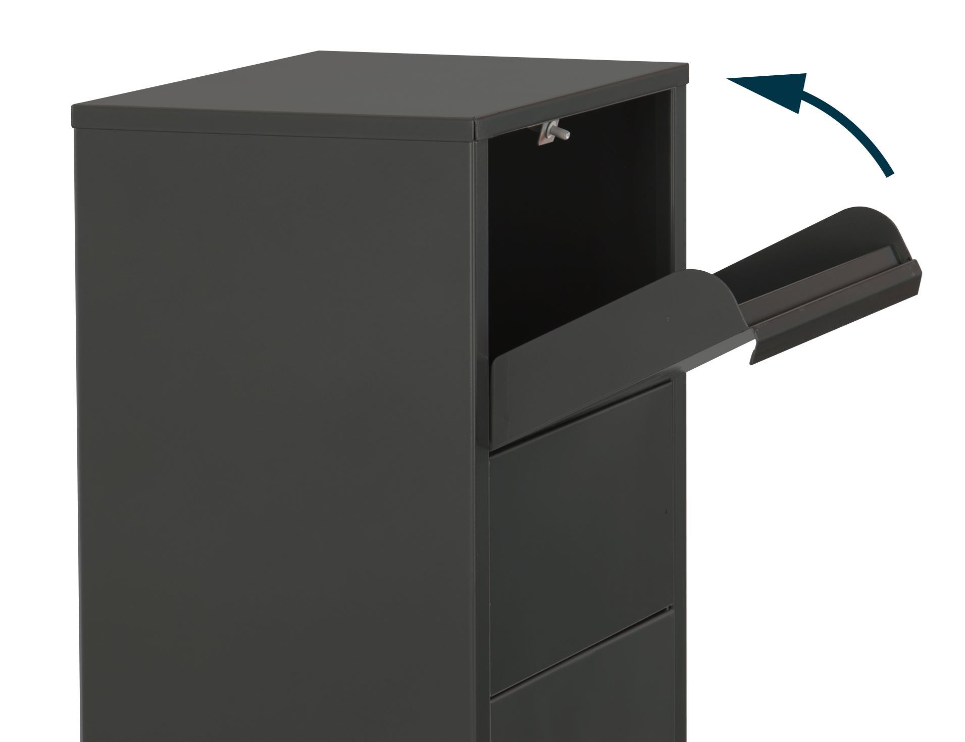 Staande-pakketbrievenbus-KUBE-mat-zwart-met-sleutelslot