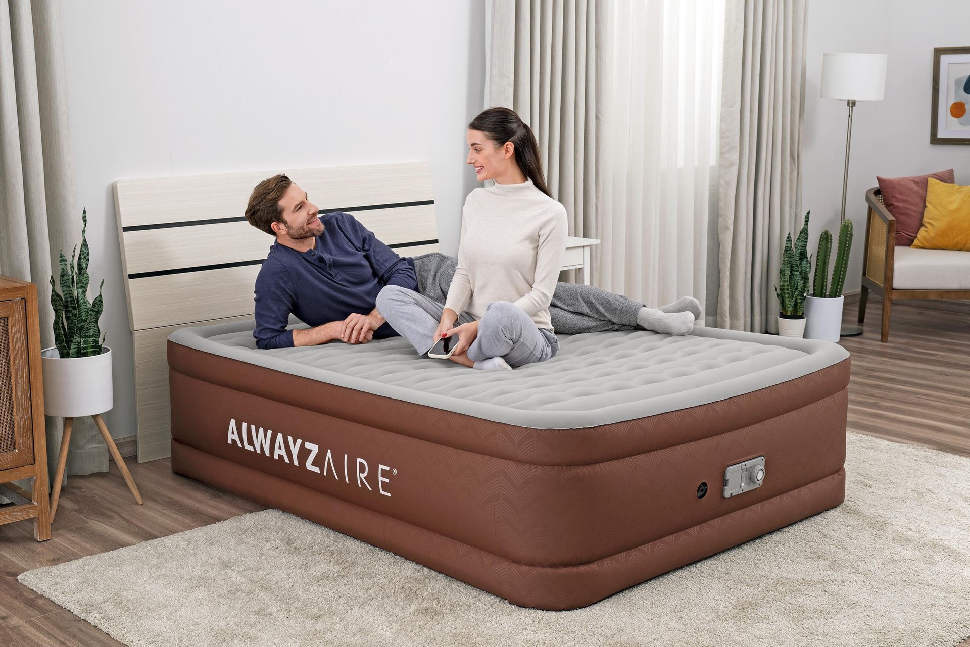 Bestway-2-03m-x-1-52m-x-51cm-AlwayzAire-Fortech-Air-Mattress-Queen-Built-in-Comfort-Choice-Dual-Pump