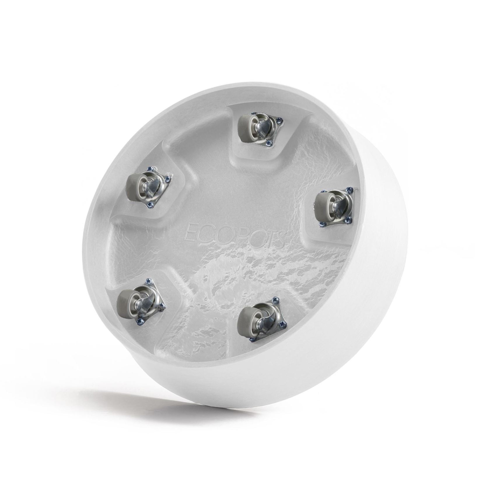 Ecopots-onderschotel-rond-met-wielen-pure-white-30-cm-H8-cm