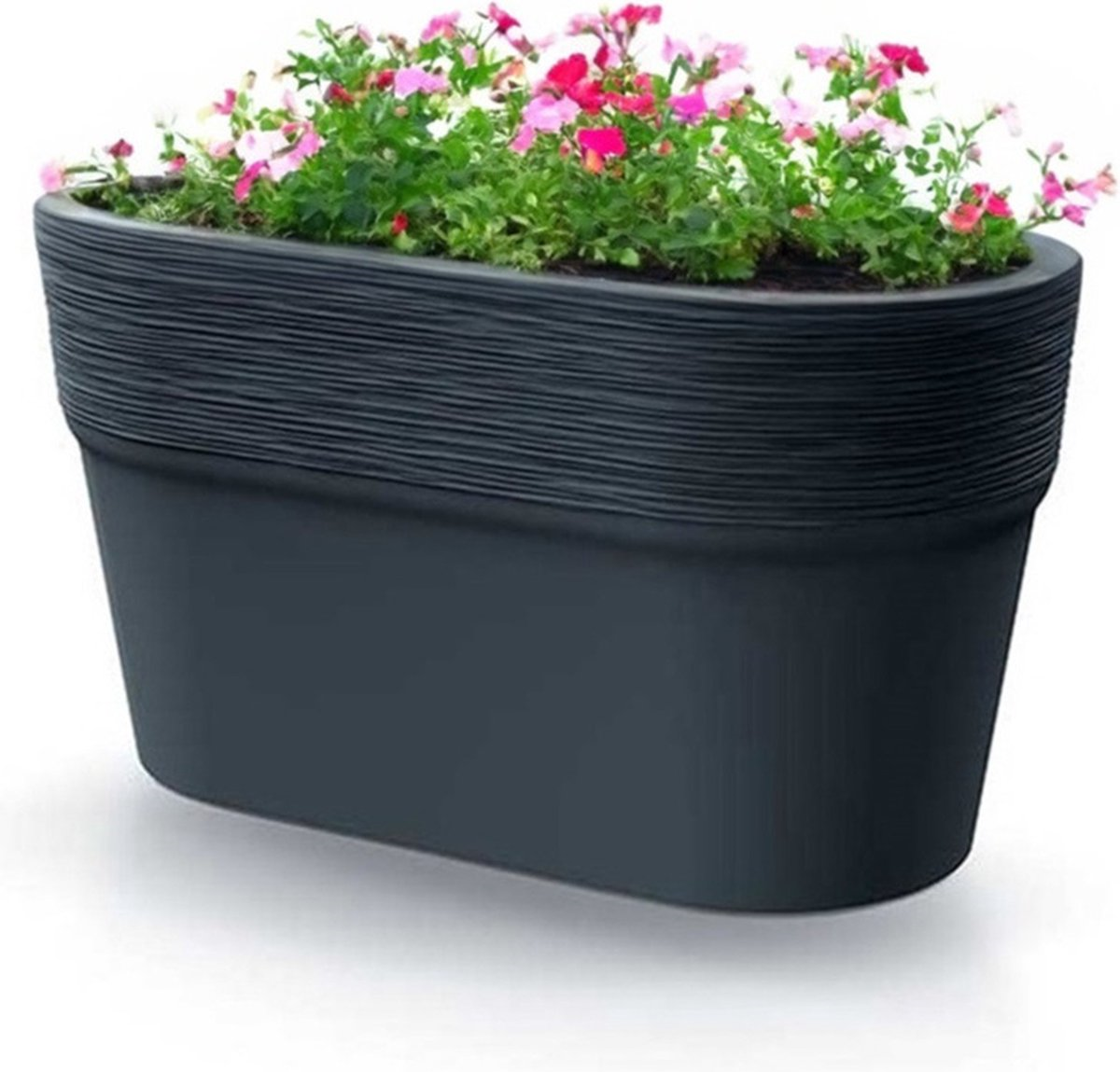 Prosperplast Furu Case Pot de fleurs - L27,5 x L14 x H15 cm - Design nervuré - Anthracite