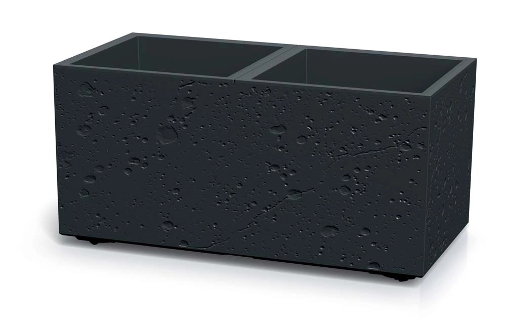 Prosperplast Sierra Pot de fleurs - 77 x 38 x 37 cm - Effet béton noir - Avec roues