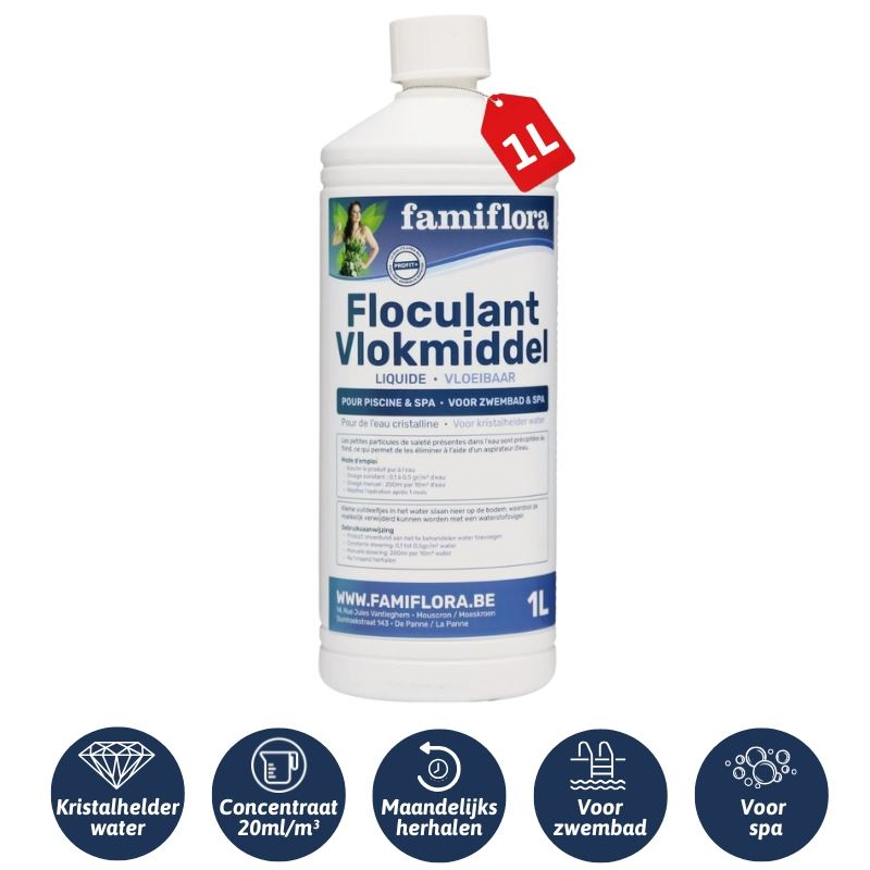 Famiflora Flocculant liquide 1L - floculant liquide pour une eau cristalline !