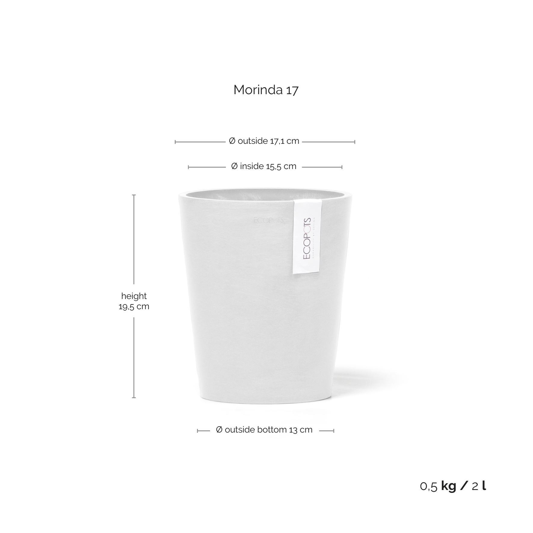 Ecopots-morinda-pure-white-17-cm-H19-5-cm