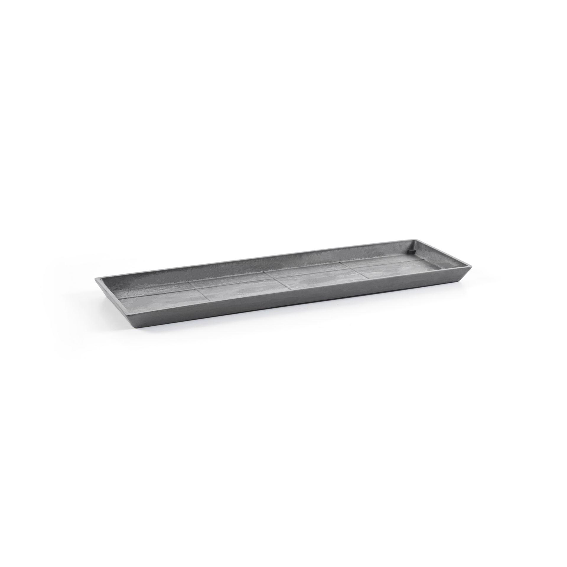 Ecopots Saucer Rectangular - Grey - 57.5 x 19.2 x H2.7 cm - Rectangular grey saucer with water reservoir