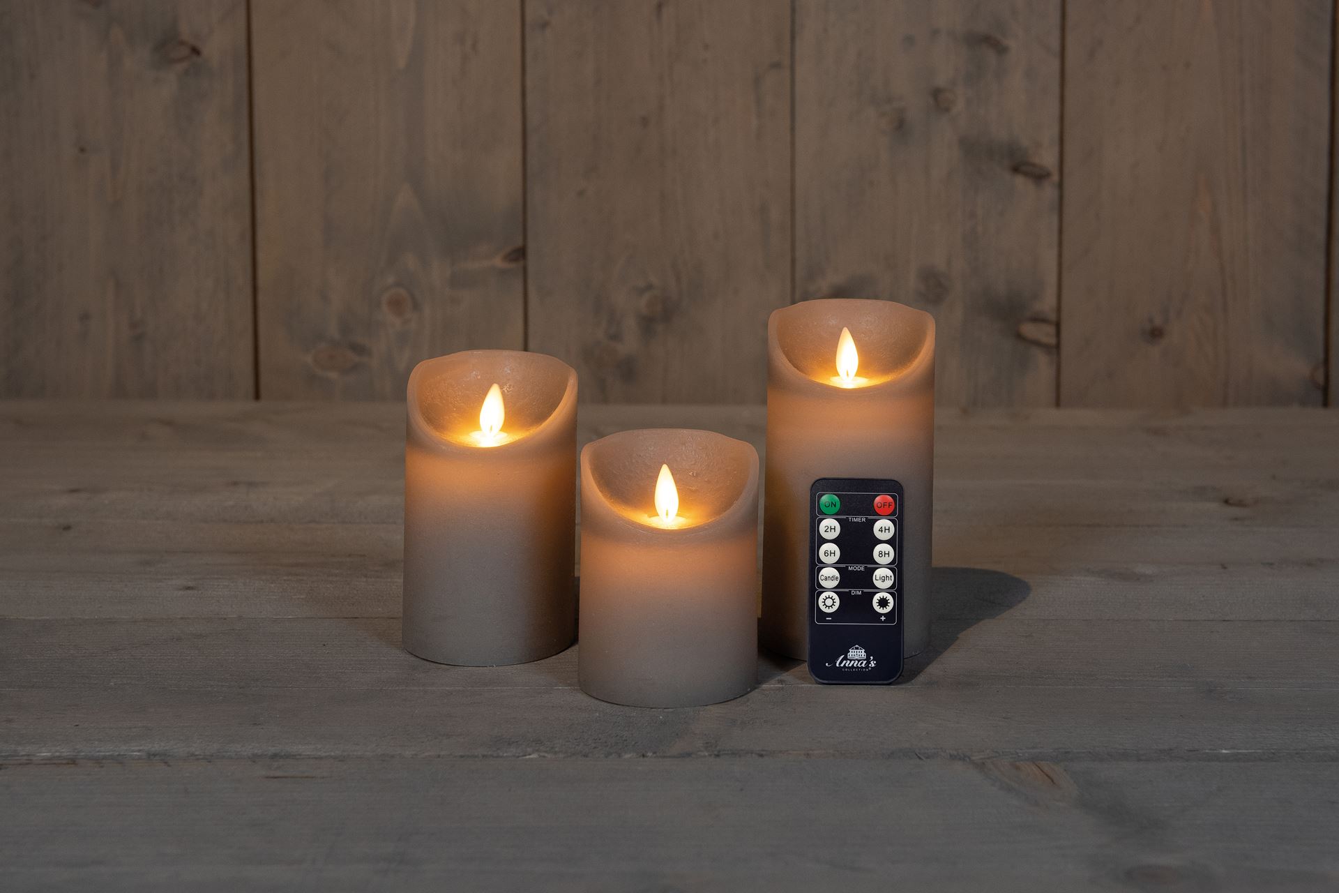 Anna's Collection - Led candles taupe - set of 3 pieces - various sizes