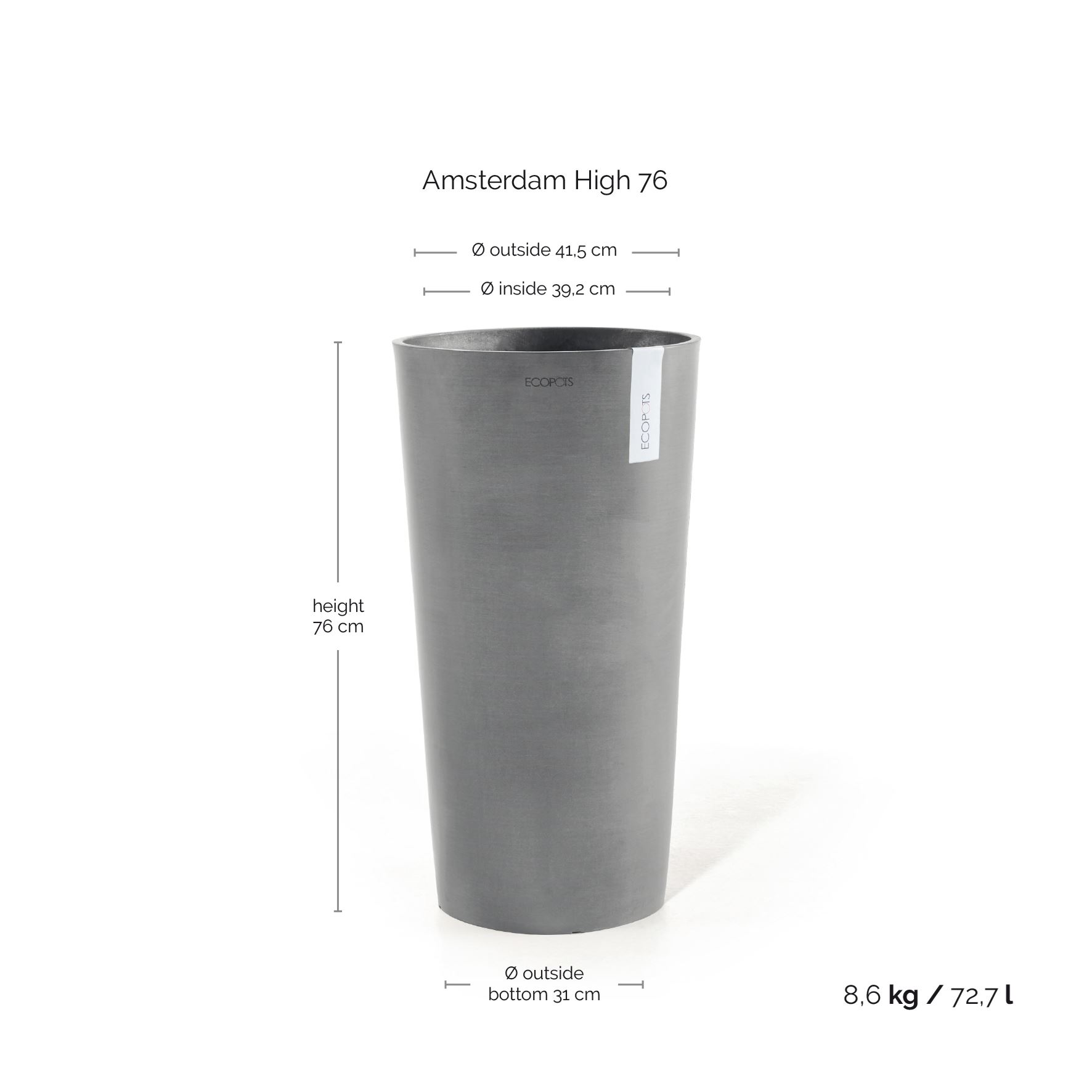 Ecopots-amsterdam-high-grey-41-cm-H76-cm