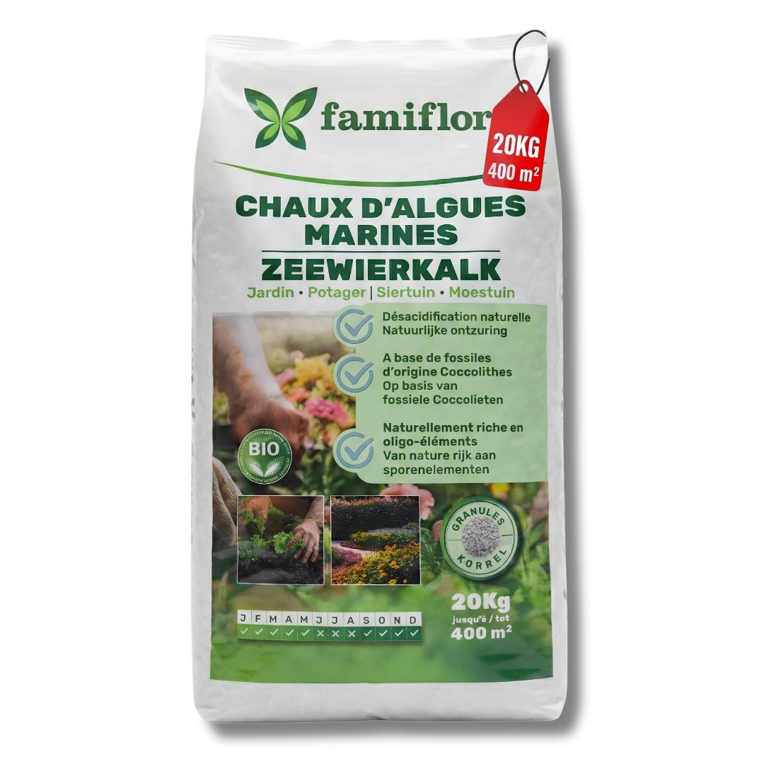 Famiflora algues chaux 20 kg jusqu'à 400 m² - pour gazon