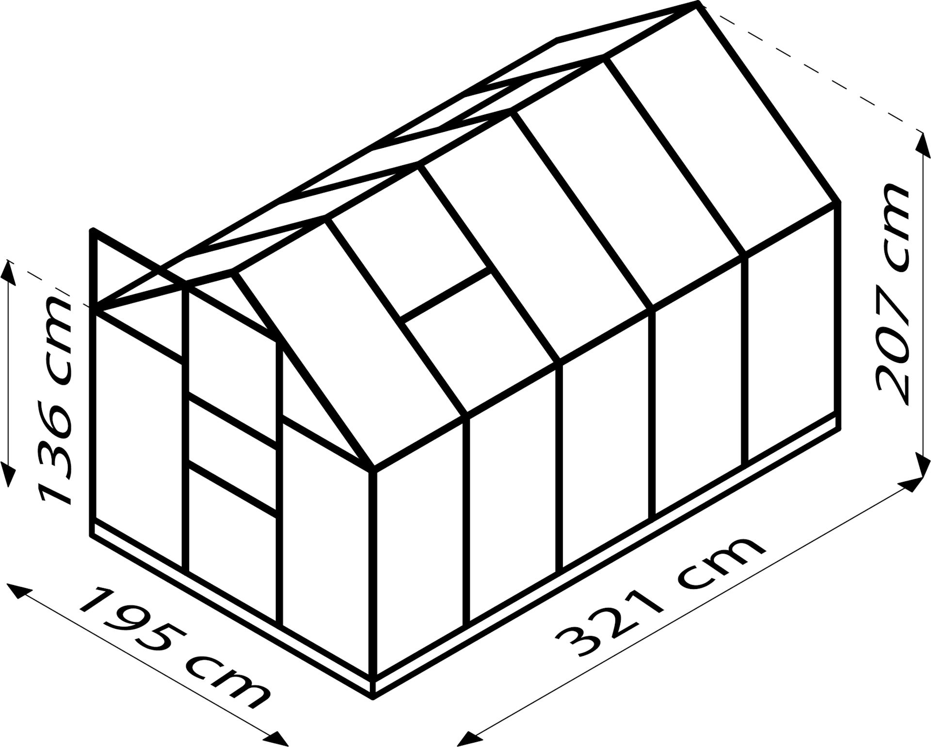 Planet-5000-HKP-6mm-donkergroen-Set-Polycarbonaat-serre-Vrijstaand-B192-2-x-L254-4-x-H207-cm
