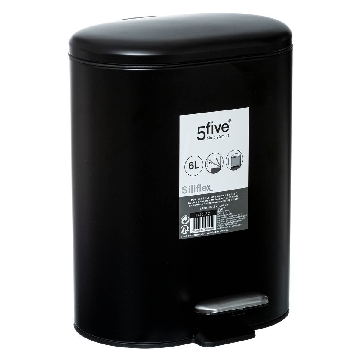 Pedaalemmer-Siliflex-6L-metaal-zwart