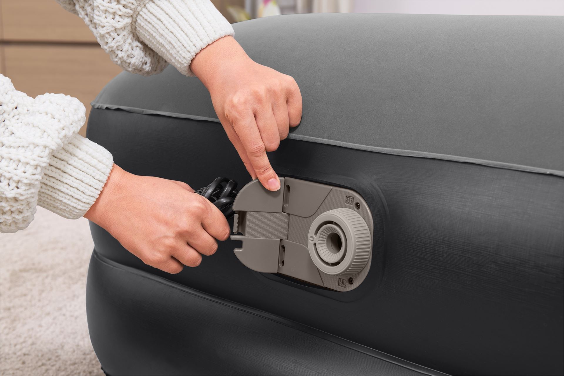 Bestway-1-91m-x-97cm-x-46cm-Tritech-Air-Mattress-Twin-Built-in-AC-pump