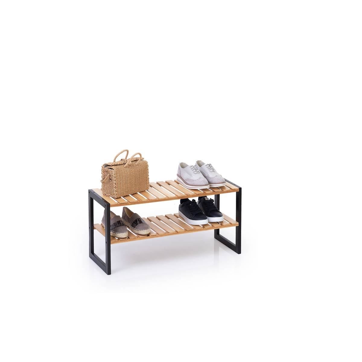 Schoenrek-2-niveau-bambou-70x26x34cm-metaal-hout